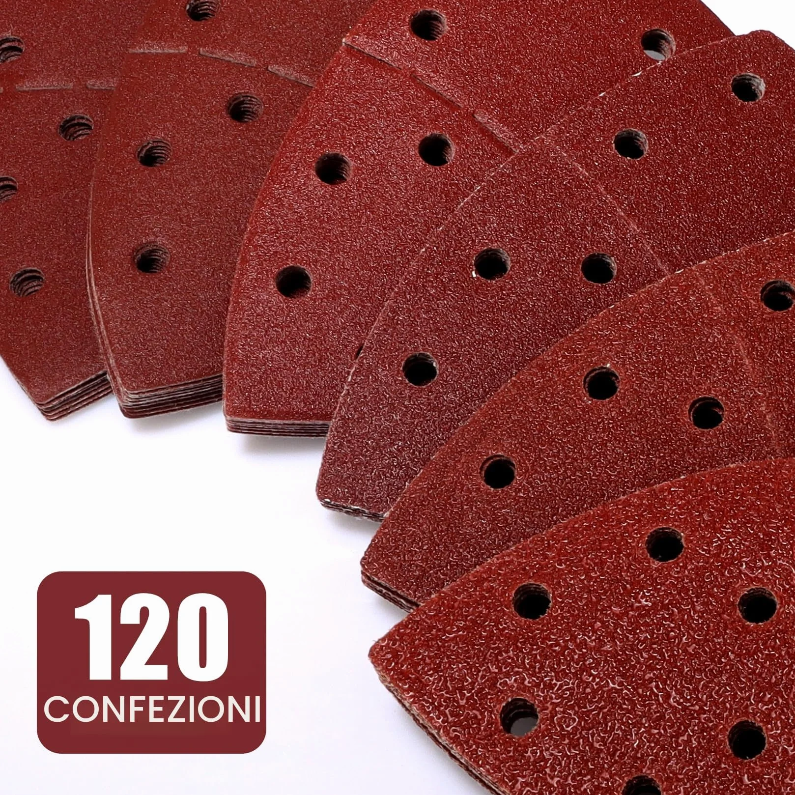 SHALL Set da 120 fogli abrasivi triangolari 105x152mm per levigatrice mouse, grane 40-240