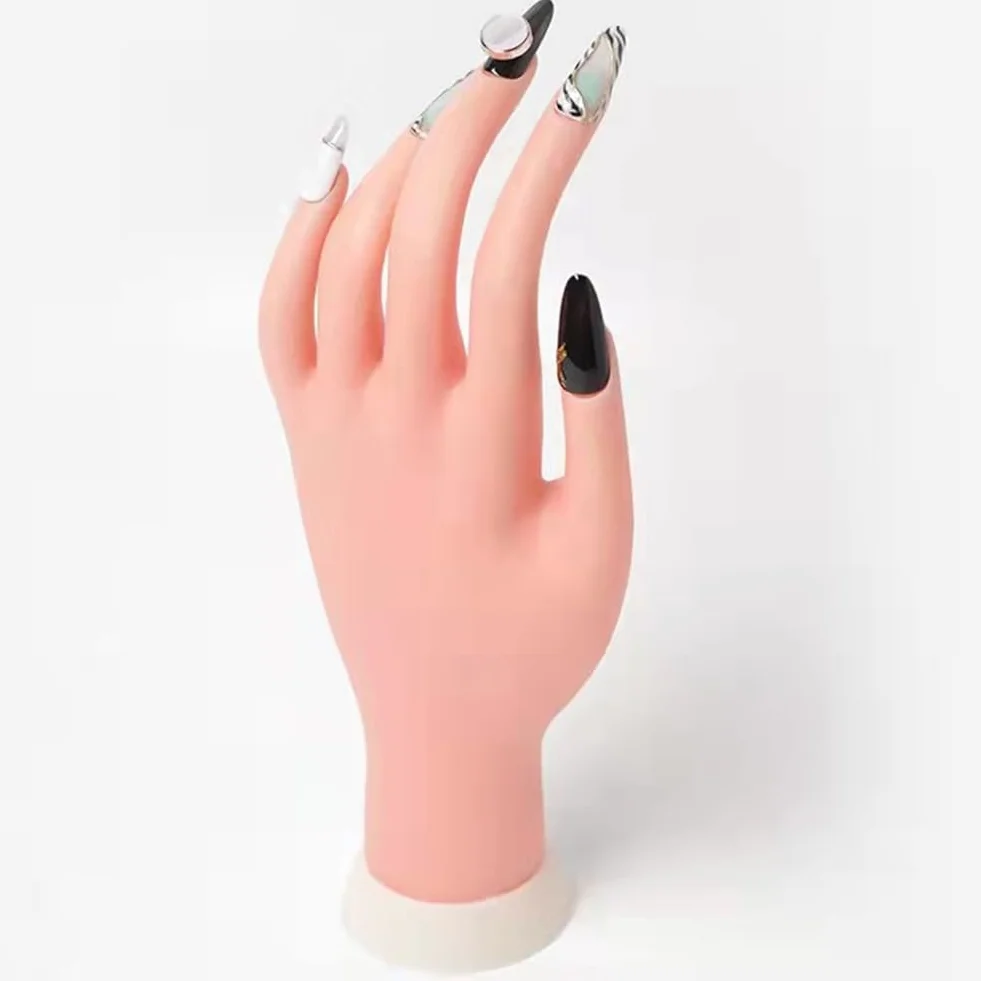 Mano per Pratica,Manicure Practice Hands,Esercitazioni di Nail Art,Mano Finta con Unghie per Praticare la Manicure,Modello Flessibile Movable Morbida per Nail Art Manicure Dito di Formazione,23x8.5c