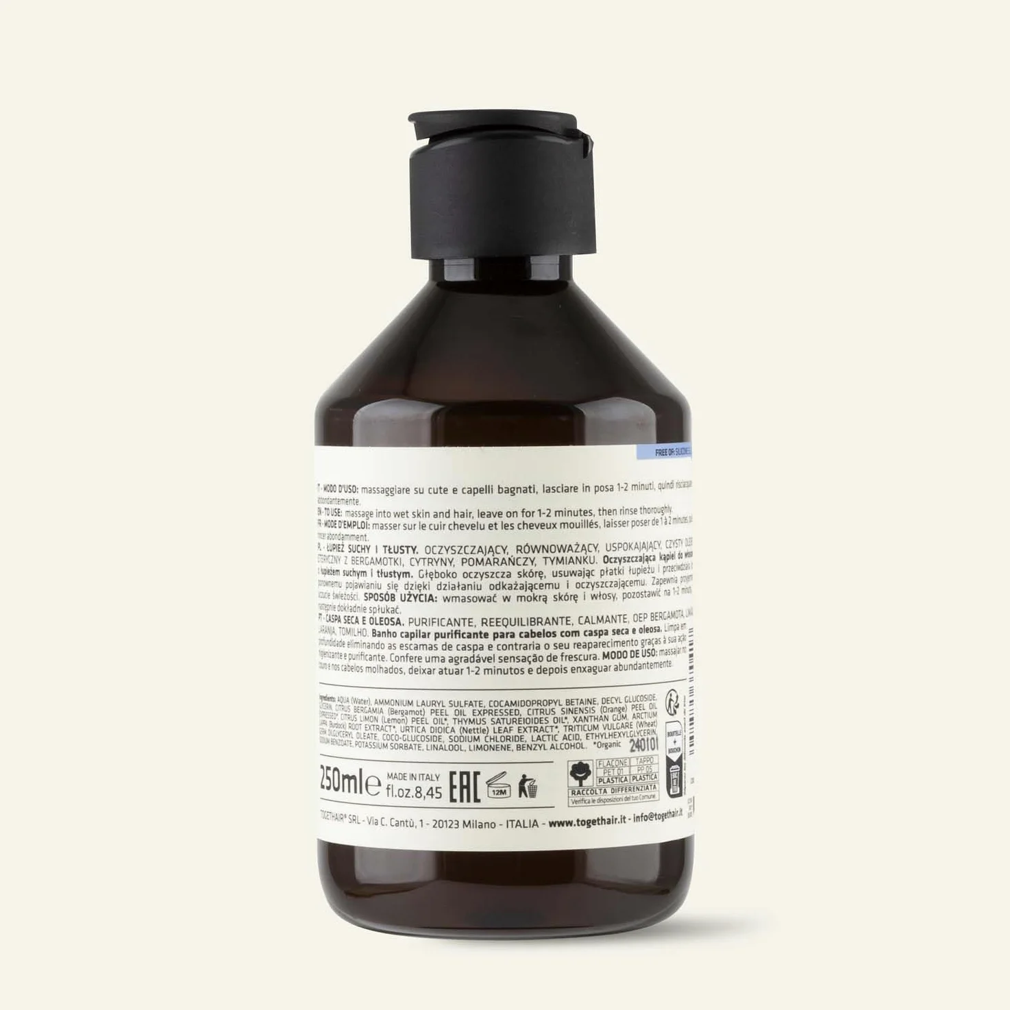Togethair Equilibrium Shampoo 1000ml | Bagno purifcante per capelli con forfora secca e grassa