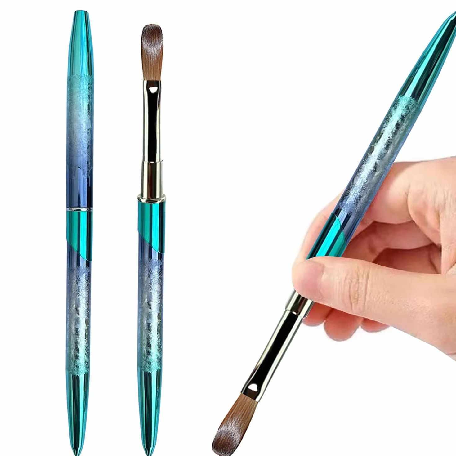 Kolinsky Pennello per Nail Art Acrilico con 100% Capelli di Visone Vergini e Manico in Alluminio, Pennello Gel Professionale per Applicare Bellezza Acrilica