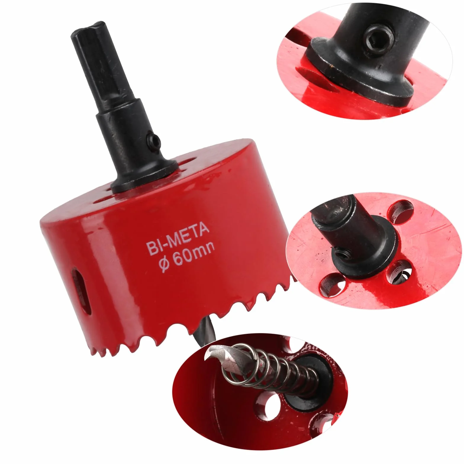Punta da trapano per sega a tazza 60 mm e 6 coperture rotonde per cavi da scrivania nere