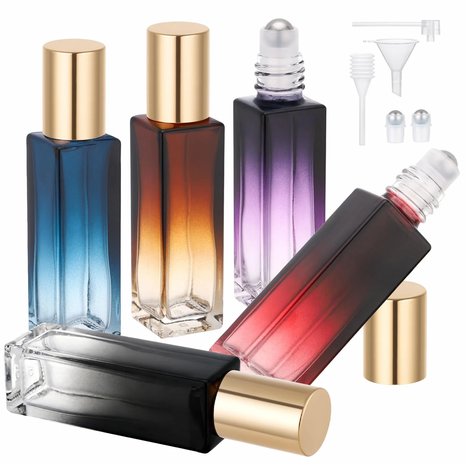 Segbeauty Roll on Bottiglie Vuote, 5 Pezzi 10ml Roll on Vuoto per Oli Essenziali, con Sfera in Acciaio Inossidabile, Bottiglie Vetro per Aromaterapia, Profumi