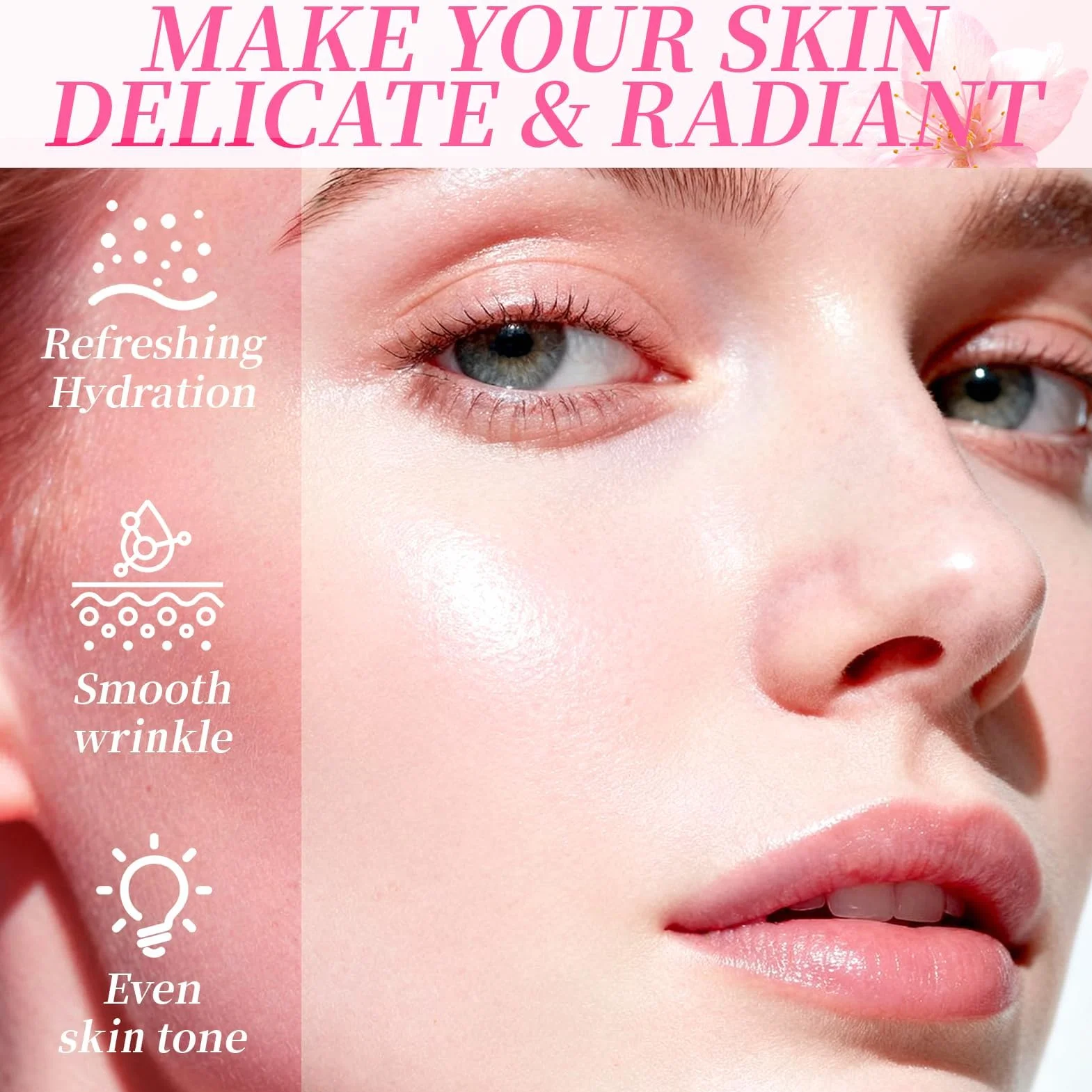 Kit per la Cura della Pelle Sakura 12 Pezzi,include Detergente, Tonico, Crema Viso, Maschera, Siero e Crema per Gli Occhi,Accessori,Set Skincare Viso Completo per Ragazze e Donne