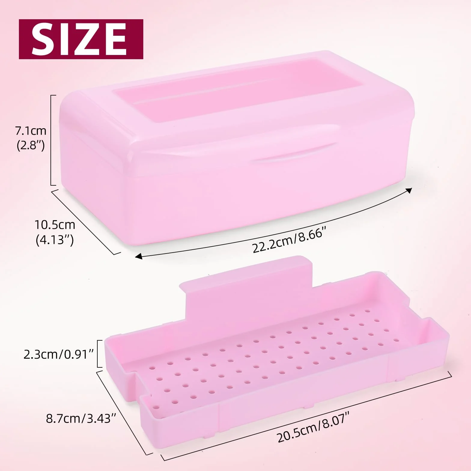 ATOMUS Scatola sterilizzatrice per unghie, vassoio in plastica per sterilizzazione, organizer per pinzette, extension per ciglia, strumenti per l'applicazione delle unghie (rosa)