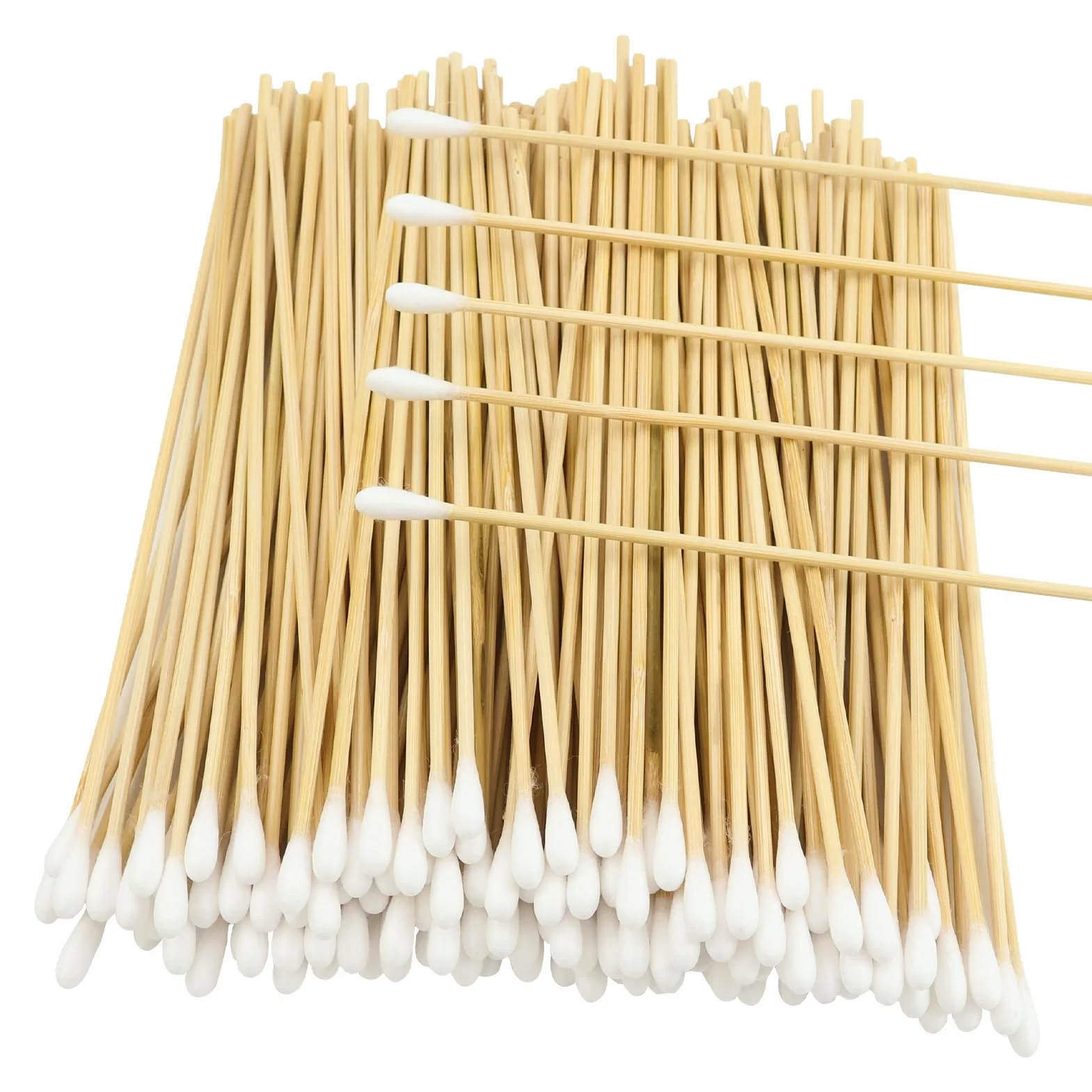 Tamponi di cotone, 400 pezzi, manico lungo in legno, 15 cm, bastoncini di pulizia per fotocamera, tastiera, trucco, pulizia