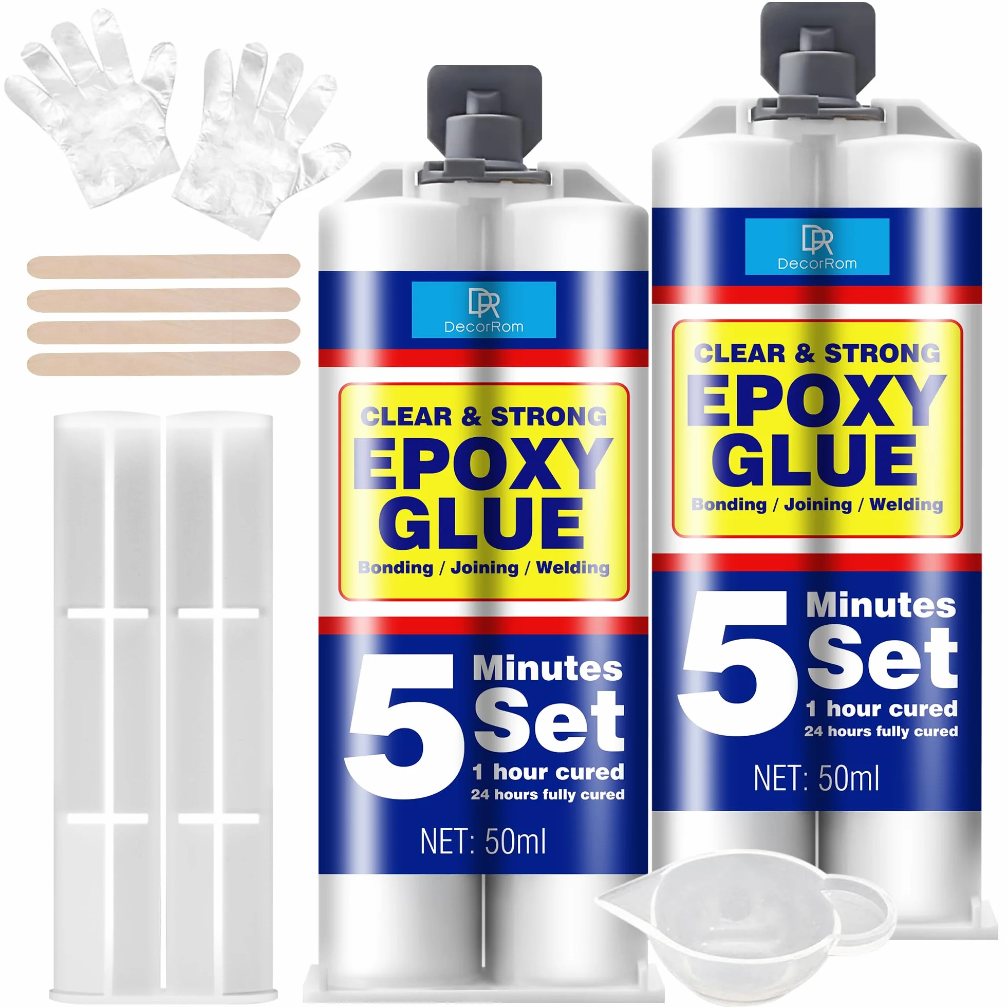 Colla Epossidica Bicomponente 100ml Adesivo Epossidico a Indurimento Rapido 5 Minuti Trasparente