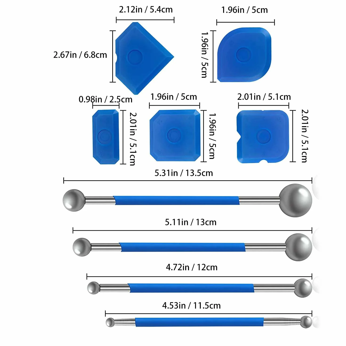 Set di 9 utensili per guarnizioni, 4 spatole metallo e 5 estrattori silicone, kit lisciatura giunti bagno cucina