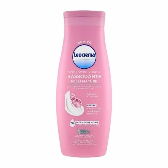 Leocrema, Crema Corpo Rassodante per Pelli Mature o Molto Secche, Formula con Collagene e Vitamina E, Azione Elasticizzante ed Equilibrante per una Pelle Tonica, Idratazione fino a 72 ore, 400ml