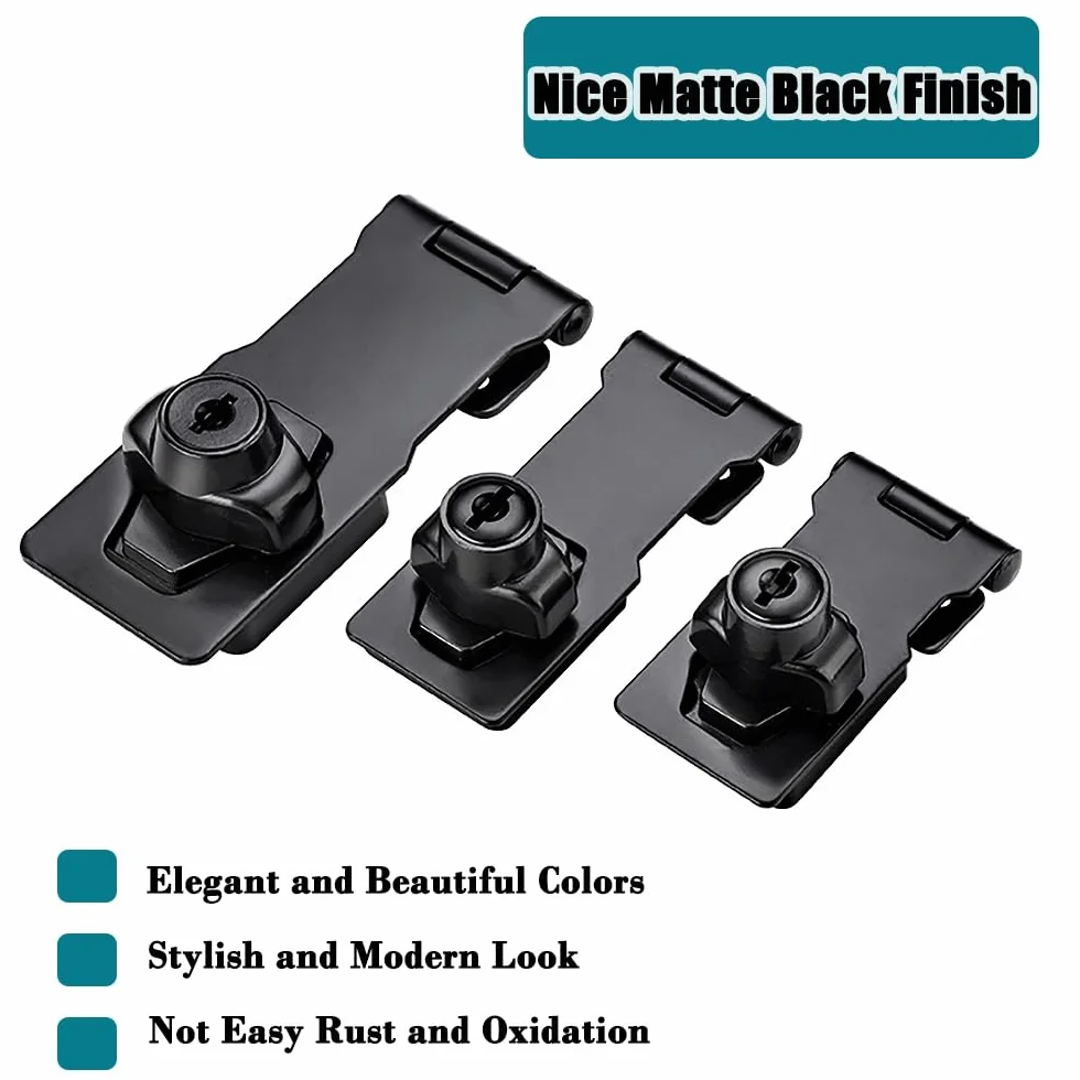 Lucchetto a Serratura Chiusura a Chiave per Armadietto Cassetto, Black 3 Inch