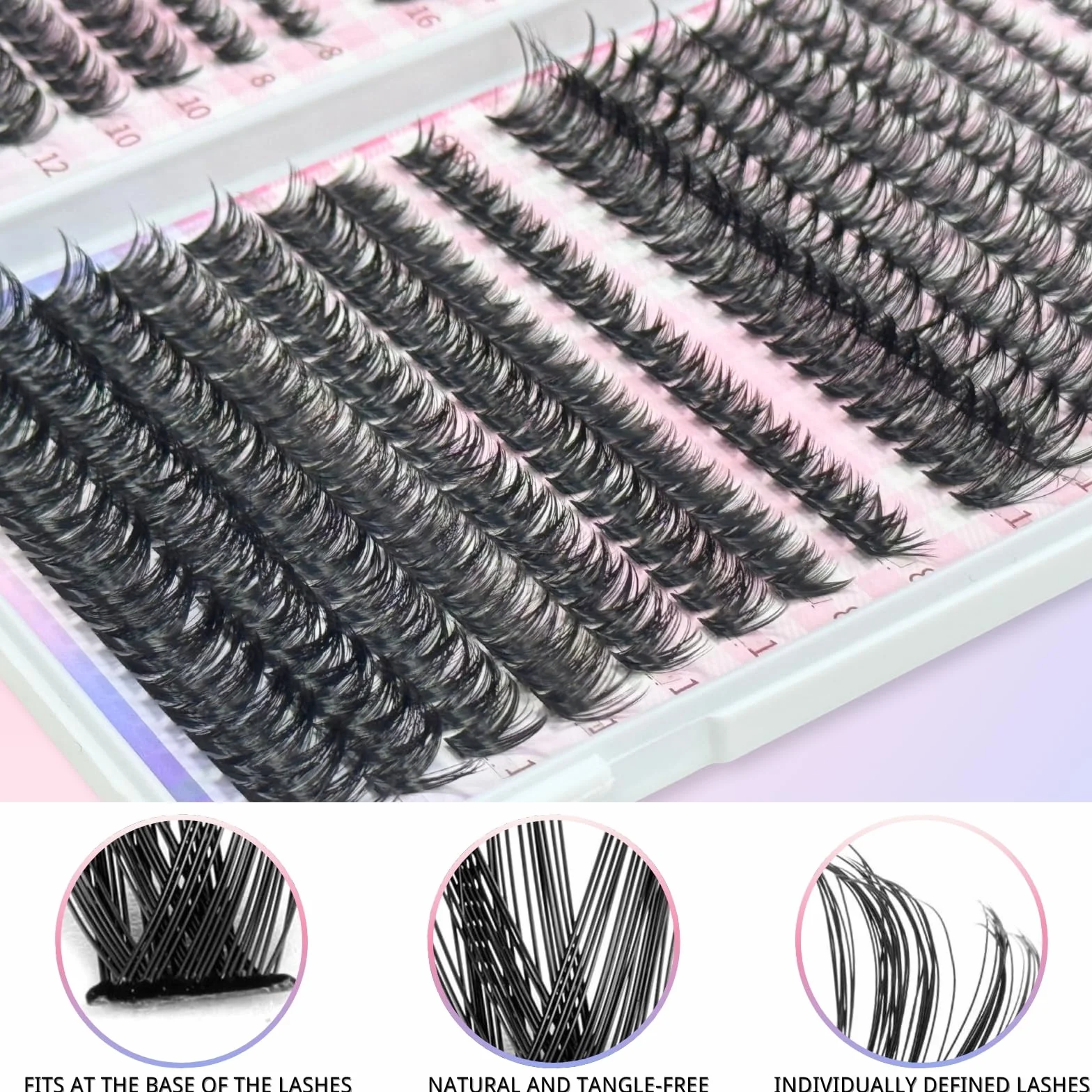 640 Pezzi Ciglia Finte Ciuffetti, 30D+40D+50D+60D Kit Ciglia Extension, D Curl 8-16mm Ciuffetti Ciglia Finte, DIY Eyelash Extension Kit Estensioni Ciglia Individuali Naturale(30-40-50-60D)