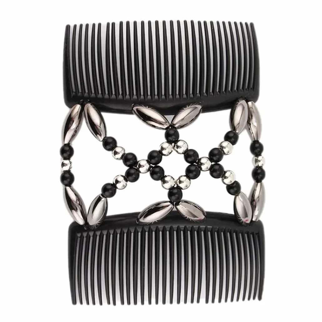 Clip per capelli in perline, pettine per capelli doppi elastici, perle elastiche pettine per donne accessori per capelli per ragazze