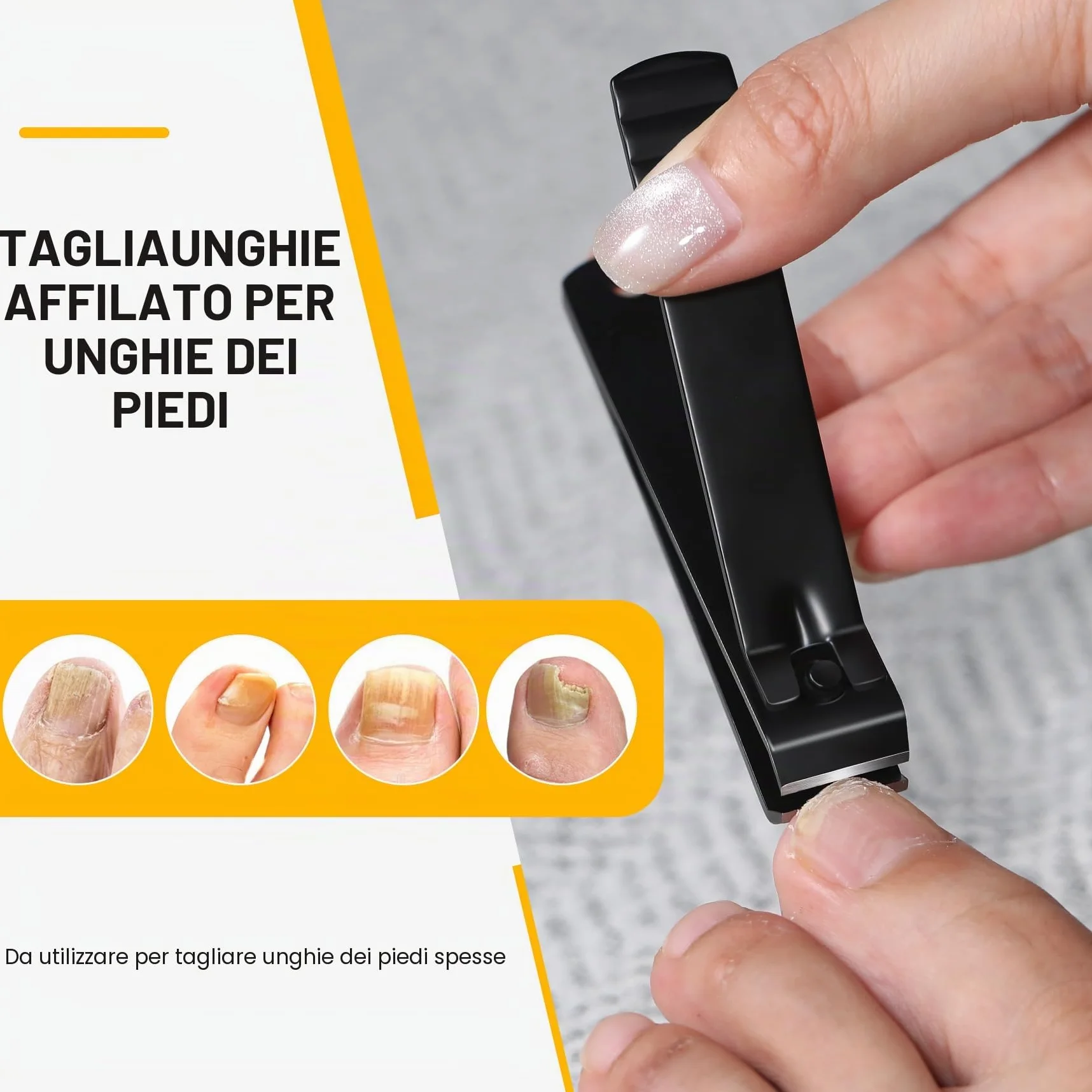 BEZOX Tagliaunghie a lama dritta resistente per unghie spesse, tagliaunghie professionali in acciaio inox, tagliaunghie spesse e larghe