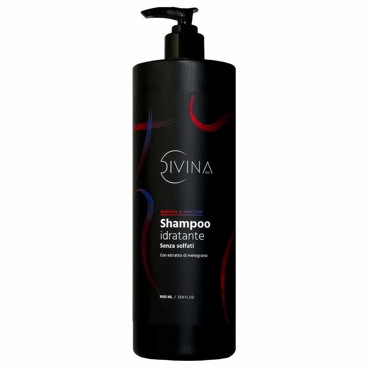 Shampoo Idratante per capelli mossi, ricci, super-ricci, afro Natural&Amazing di DIVINA BLK con estratti di melograno (1000ml)