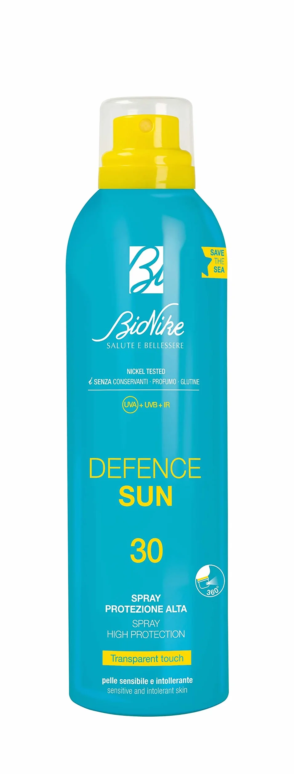 Bionike Defence Sun - Transparent Touch Spray Solare Corpo, per Pelli Sensibili e Intolleranti, Azione Protettiva e Antiossidante, Waterproof e Invisibile, Rafforza e Ripara la Pelle