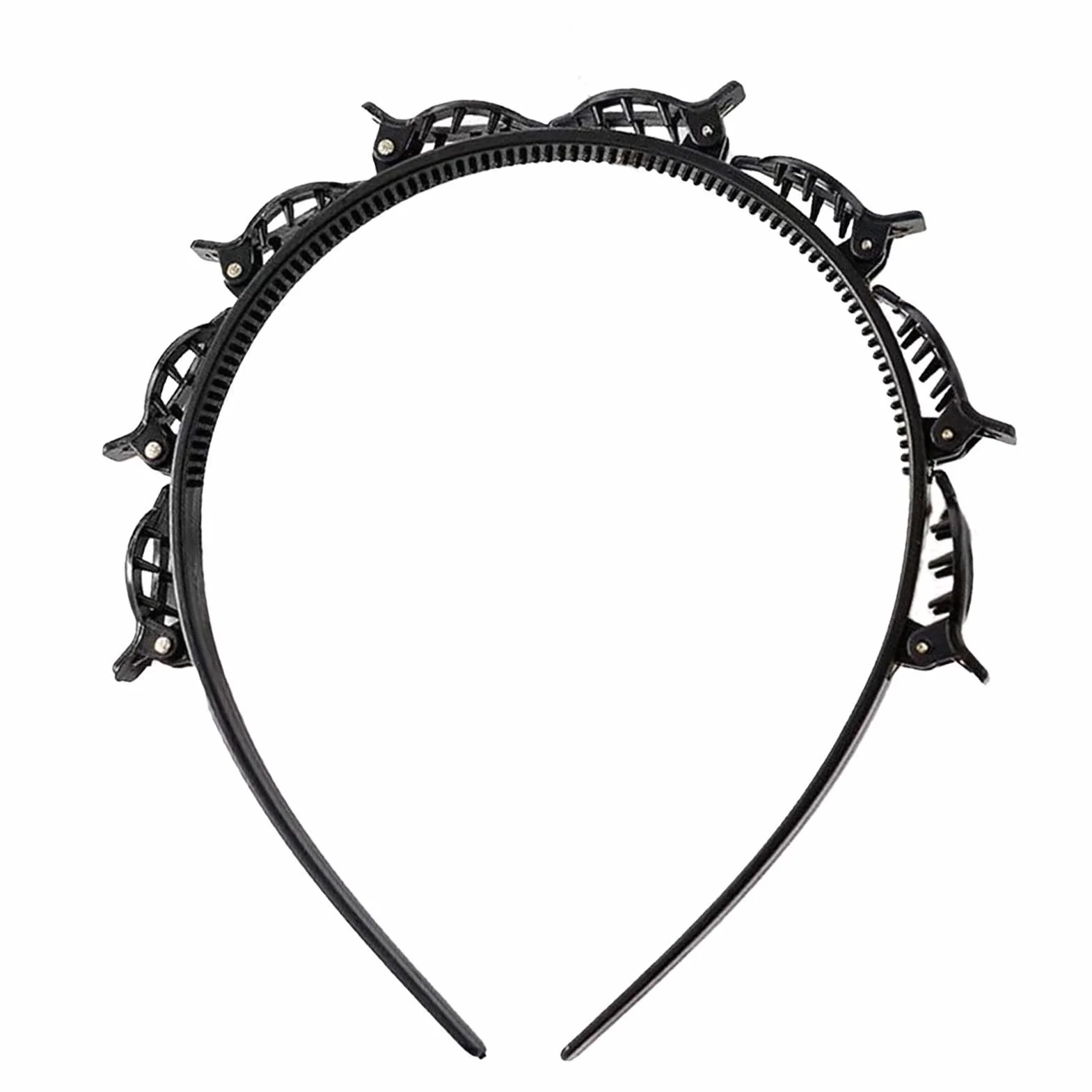 Fascia Per Capelli Con Clip - Forcina Per Capelli Con Doppia Frangia Professionale Per Treccia Dentata, Accessorio Per Acconciatura Da Donna Supporto Per Torsioni A Strati Per Styling A Tessuto Per Ca