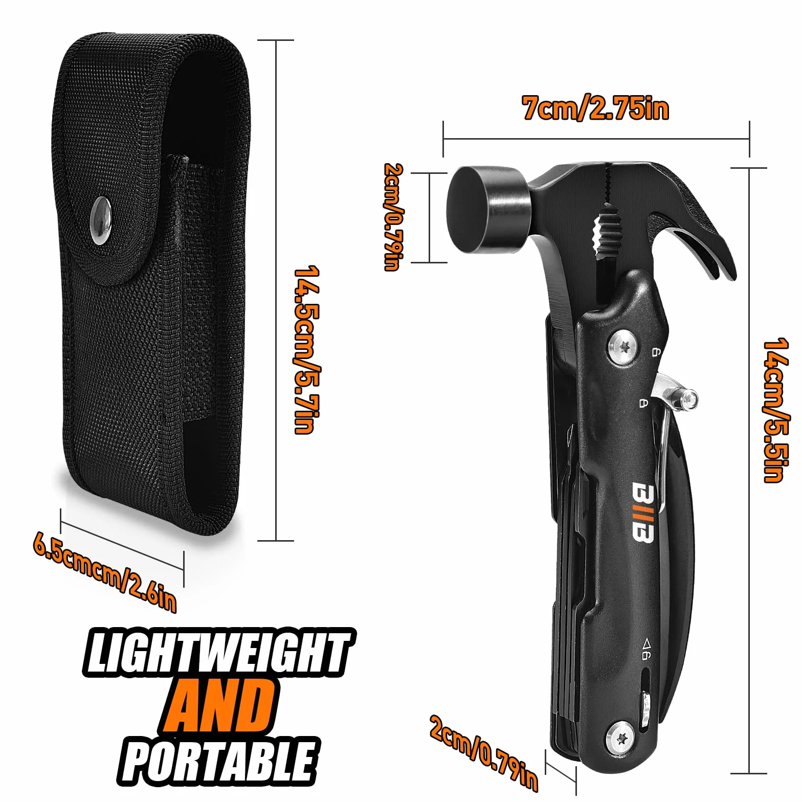 BIIB 12 in 1 Multitool Gadget Utili, Regalo Uomo Compleanno, Attrezzo Multifunzione