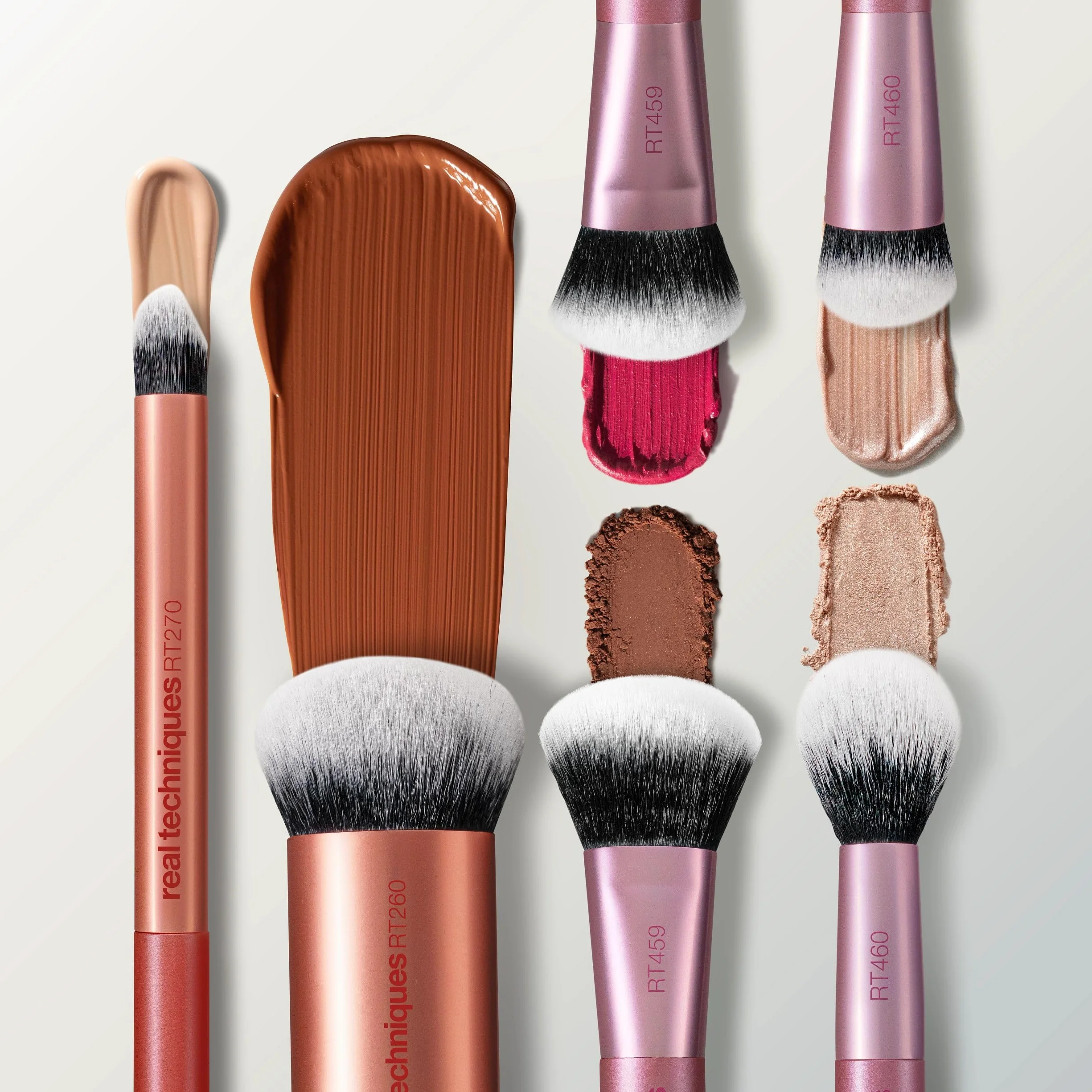 Real Techniques Full Beat Makeup Brush Set, 4 Piece Brush Kit for Foundation, Concealer, Blush, Contour, Highlight & Powder Blending, Travel Set, Soft UltraPlush Bristles, Cruelty-Free