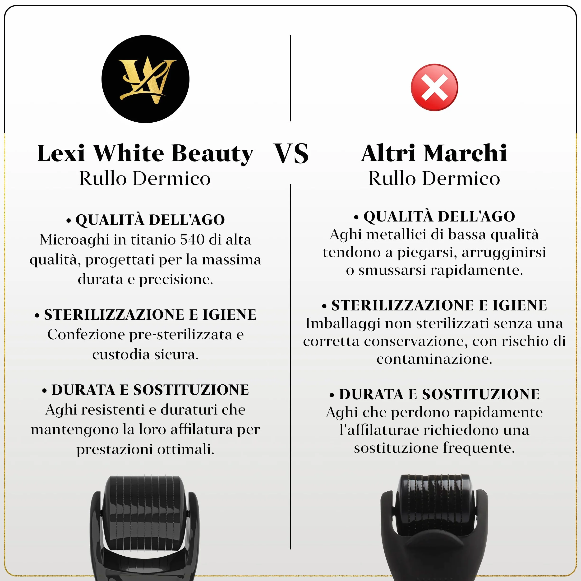 Derma Roller 1,0mm per pelle, dermaroller capelli e barba - Rullo microneedling in titanio per viso