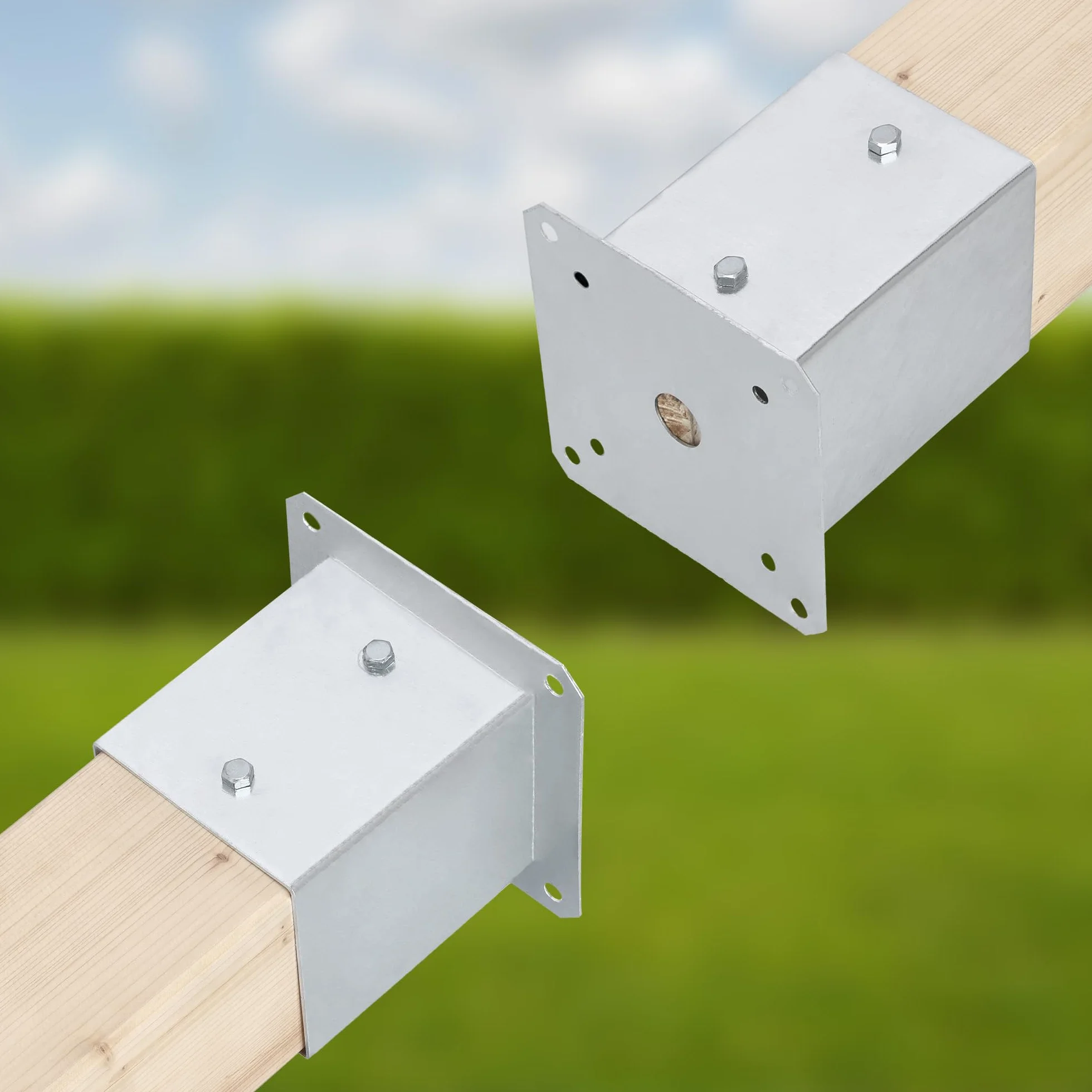 KOTARBAU® Set 2 Pezzi Fissaggio Pali Legno - Supporto per Pali in Legno Acciaio Zincato 70 x 70 mm Staffa Travi