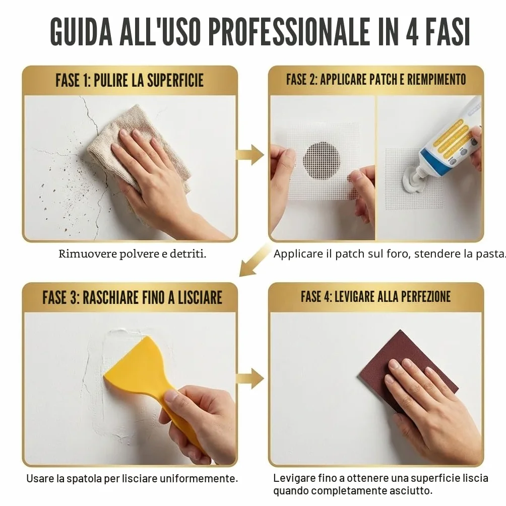 Stucco Bianco Antimuffa per Muro Pronto Veloce in Tubetto Riempitivo per Crepe Graffi e Fori
