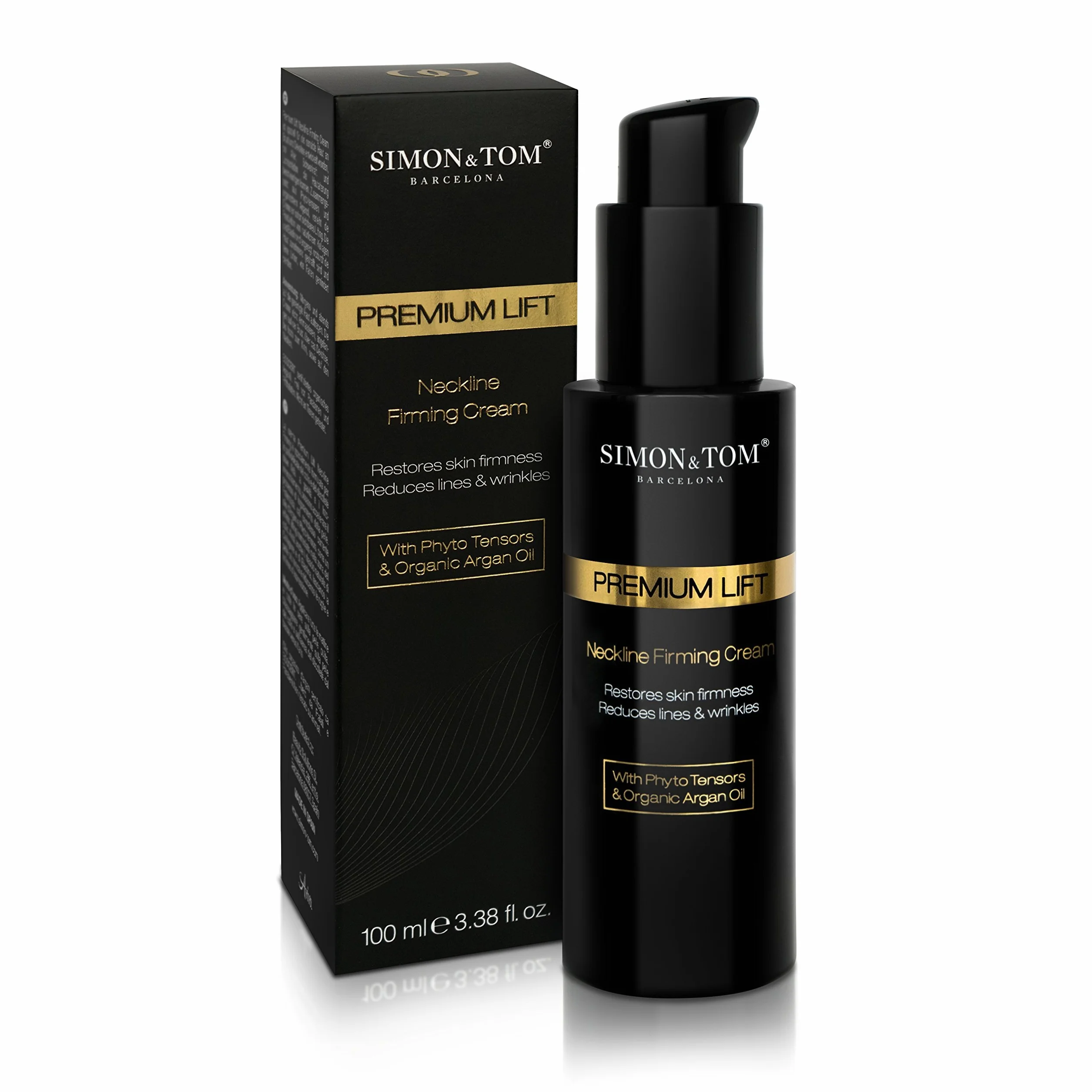 Simon&Tom Premium Lift Neckline - Crema Rassodante Collo e Décolleté con Acido Ialuronico, Fitostimolanti, olio di Argan Biologico, Antirughe, Effetto Lifting, Senza parabeni, 100 ml Made in Spain