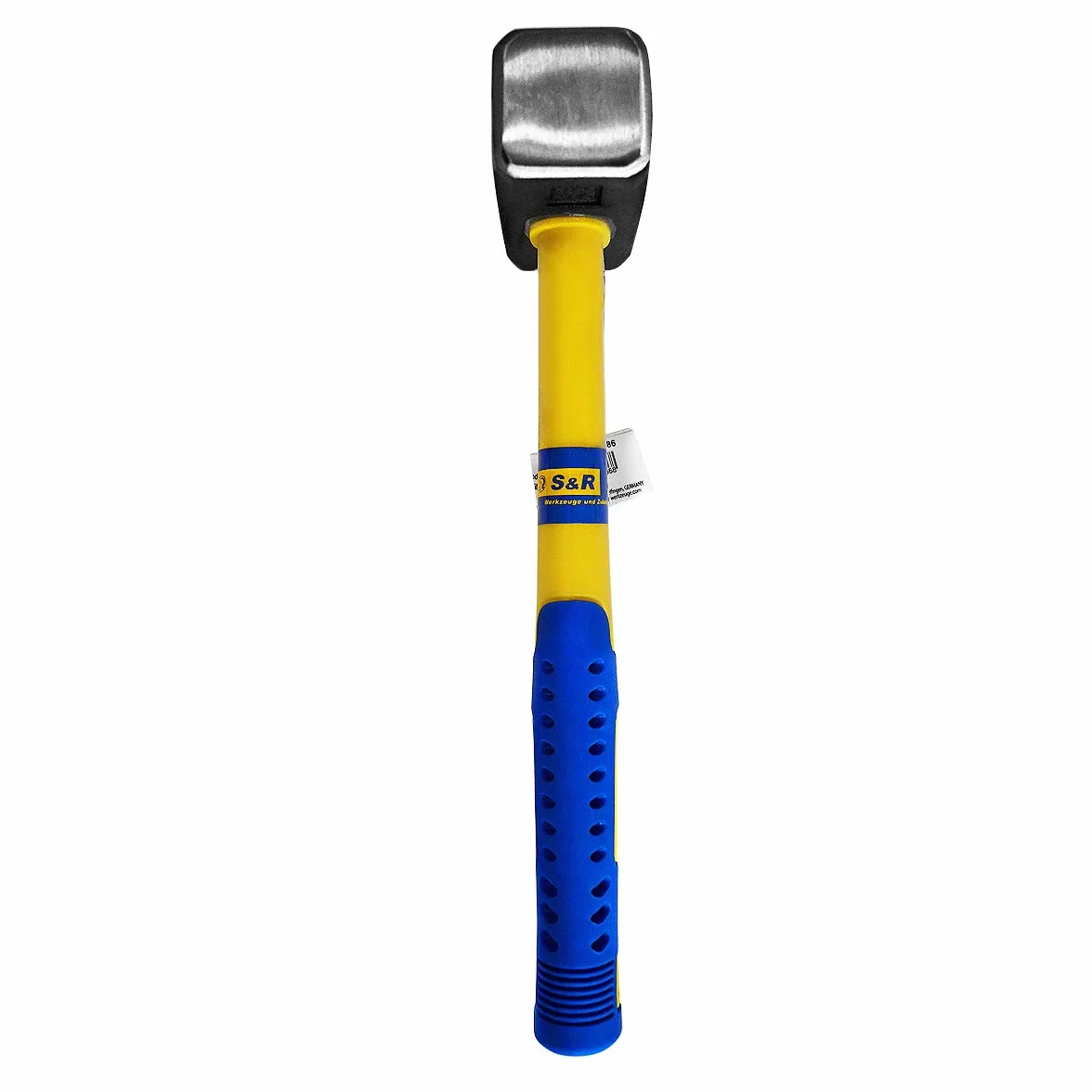 S&R Mazzetta da Muratore 1500 G Acciaio Forgiato C50 Manico Fibra di Vetro Rivestimento PVC Antivibrazione