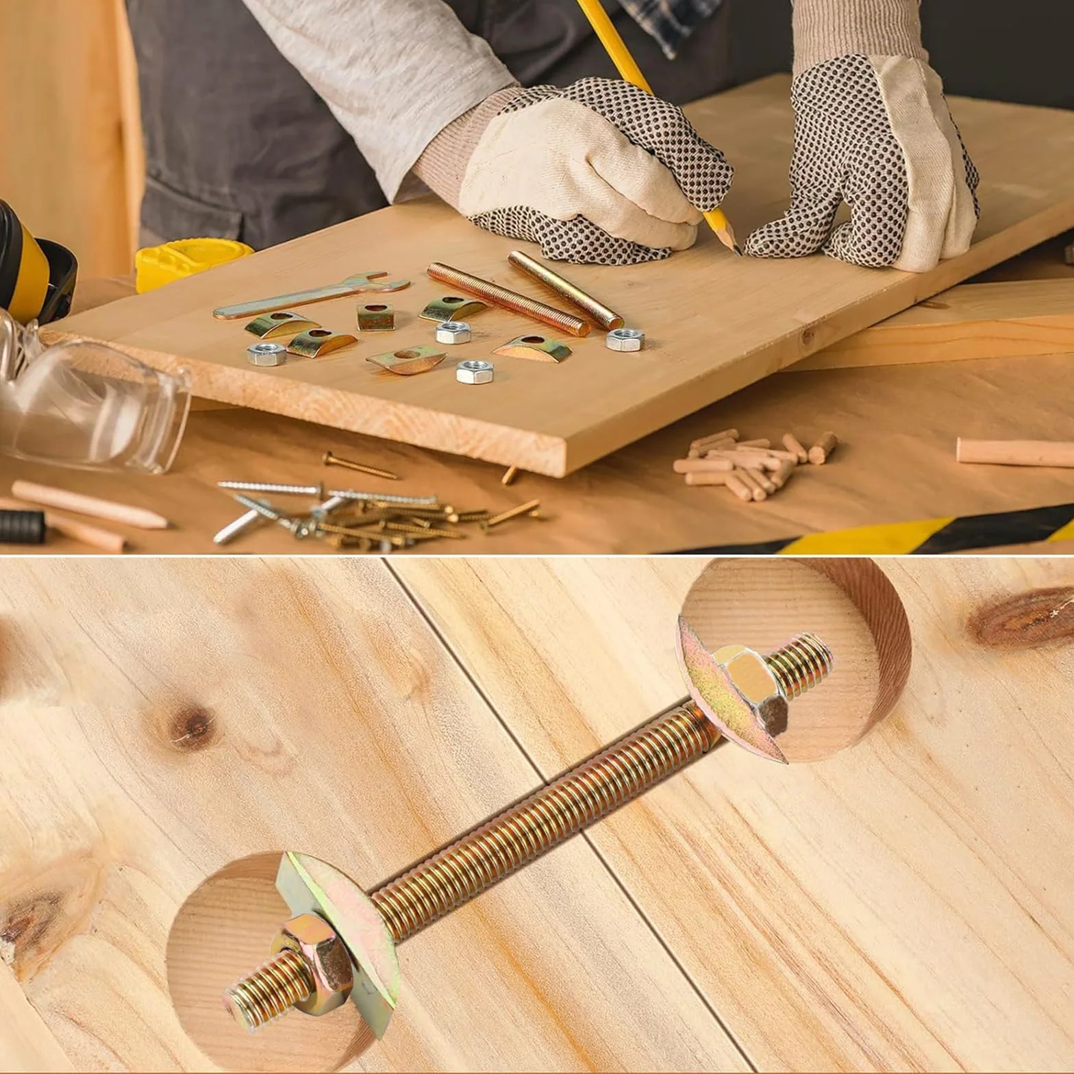 Giunzioni per Mobili M8 x 100 mm Connettori per Pannelli Legno 12 Pezzi