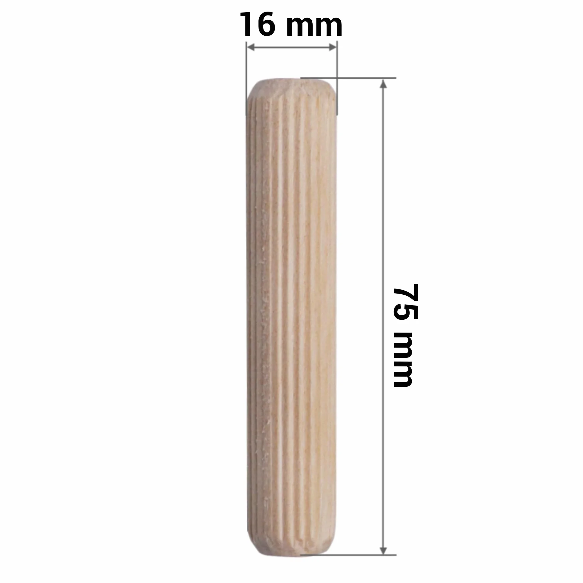 SKIR'CO Tasselli in Legno 16 x 75 mm, Tappi Scanalati per Mobili, 25 Pezzi