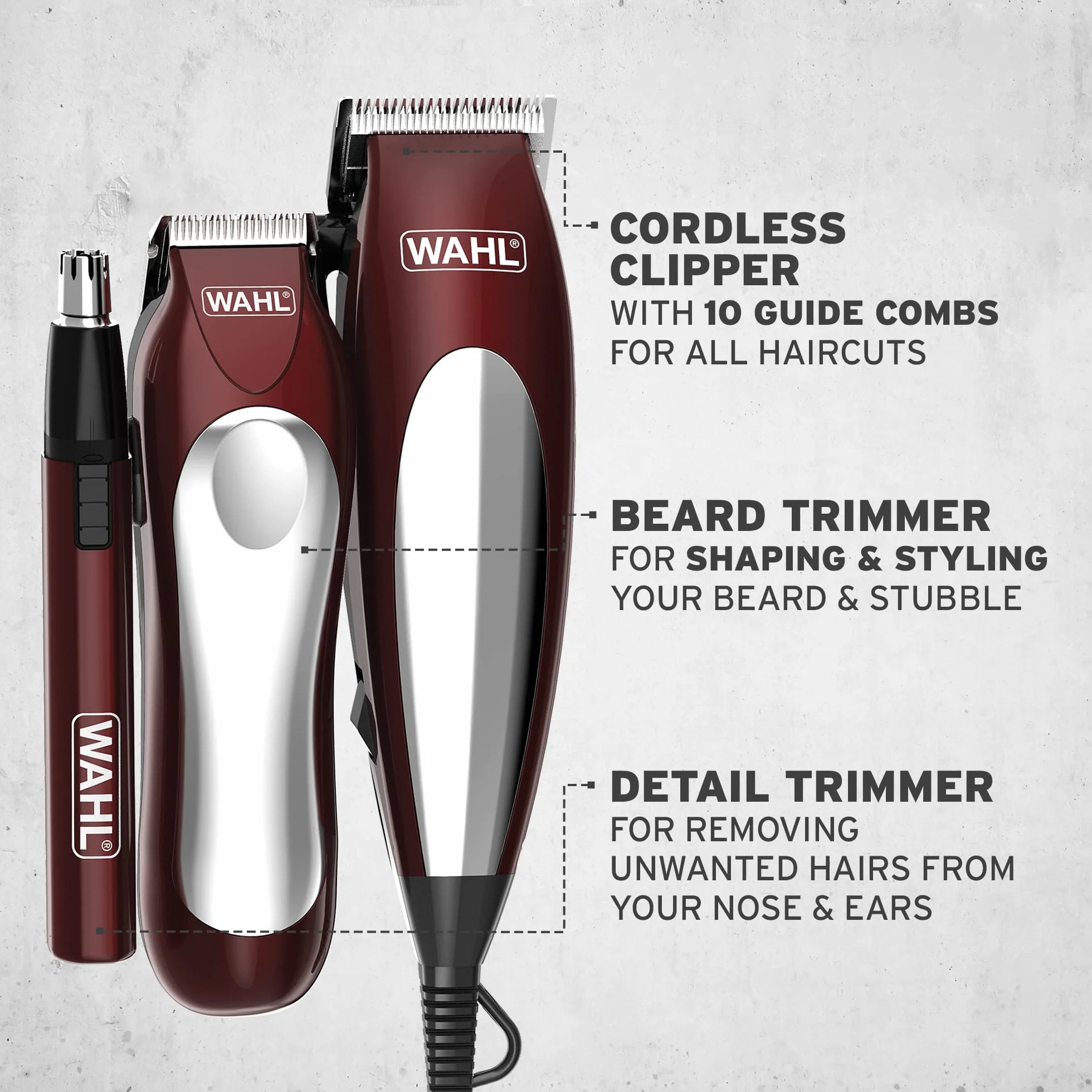 Wahl Home Pro Combo 3in1, set regalo tagliacapelli, tagliacapelli per uomo, rasoio a filo, regolabarba per uomo, regolabarba, tagliacapelli personale, set per la cura maschile
