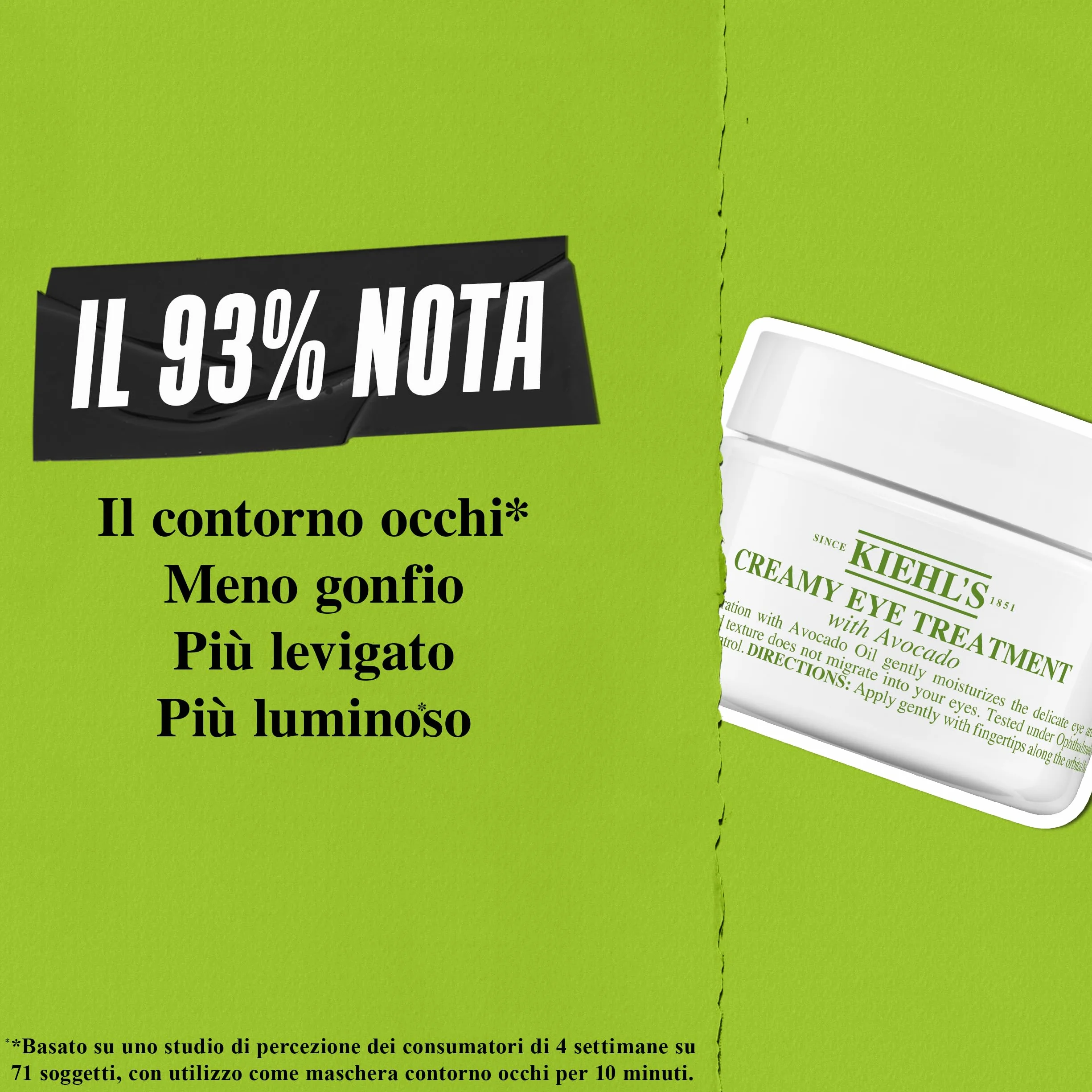 KIEHL'S Creamy Eye Treatment, Crema Contorno Occhi, Per Tutti i Tipi di Pelle, Azione Nutriente e Illuminante, Con Olio di Avocado e Caffeina