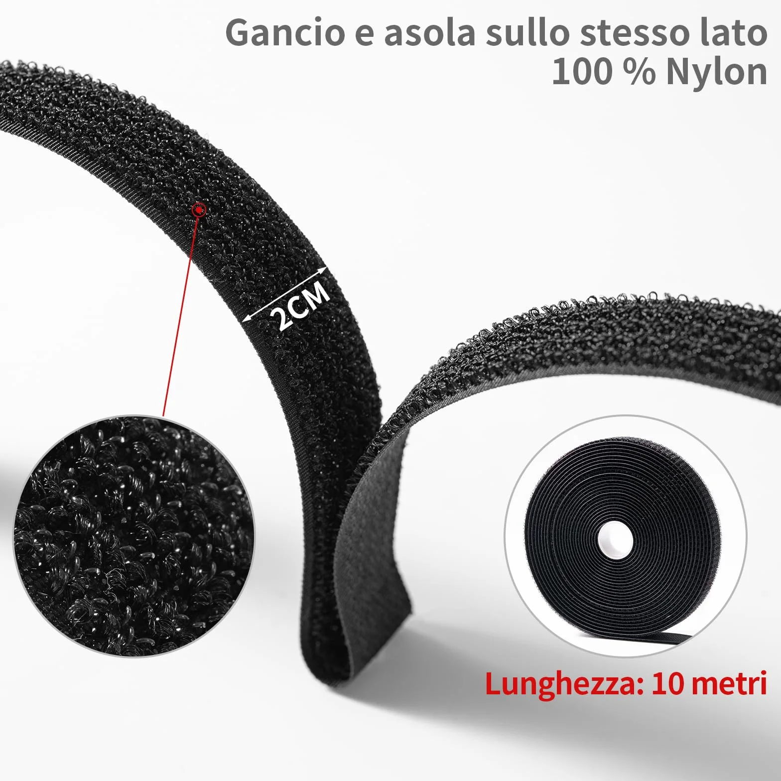 Trilancer Fascette Fermacavi Riutilizzabili 10m x 2cm 50 Fibbie, Nero