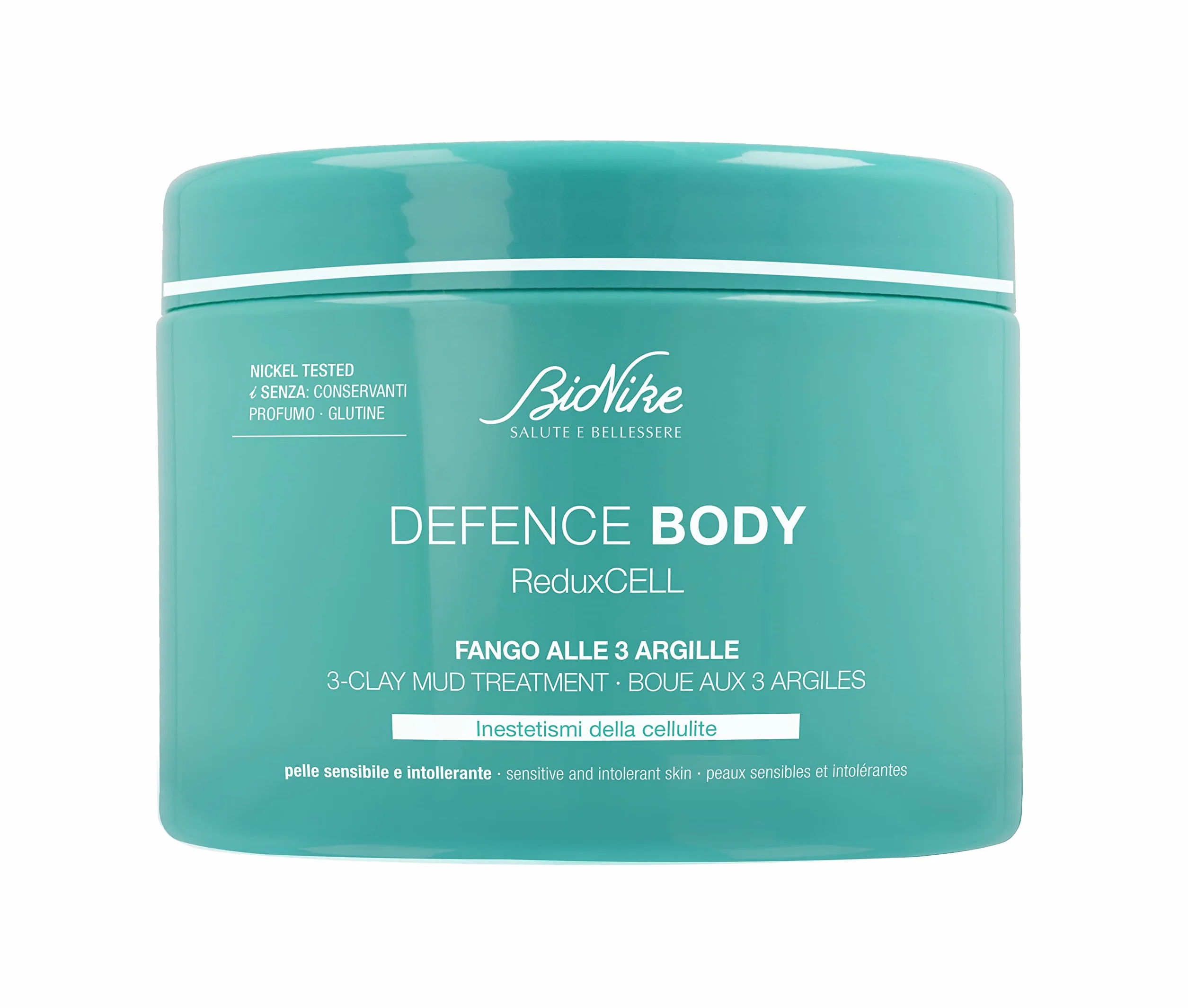 Bionike Defence Body - Reduxcell Fango alle 3 Argille, Azione Rimodellante e Tonificante per Pelli Sensibili, Dona una Pelle Elastica e Tonica, 500 ml