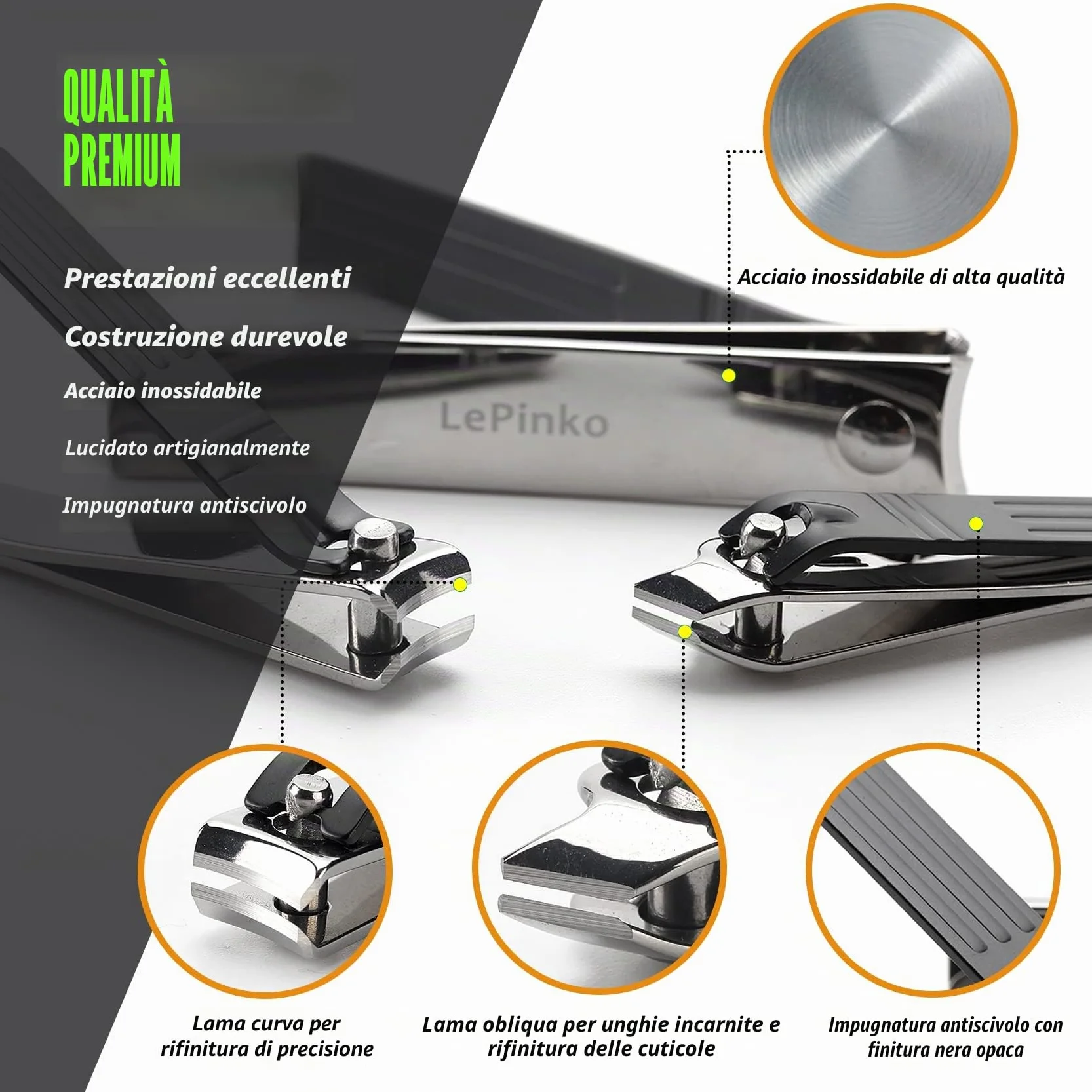 Tagliaunghie resistenti per podologi, per unghie spesse e incarnite, set di tagliaunghie per uomini, donne e anziani, in acciaio inox, 4 pezzi