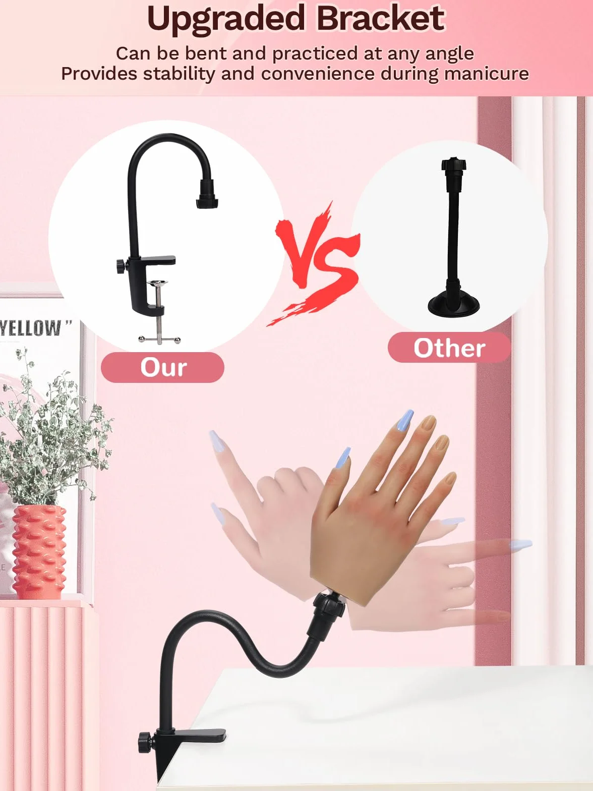 Mano Finta per Ricostruzione Unghie: Silicone Mano Pratica Unghie | Flessibile Mano Finta per Unghie con 240 Pezzi 3XL Punte per Unghie per Principianti Salone Casa, Naturale