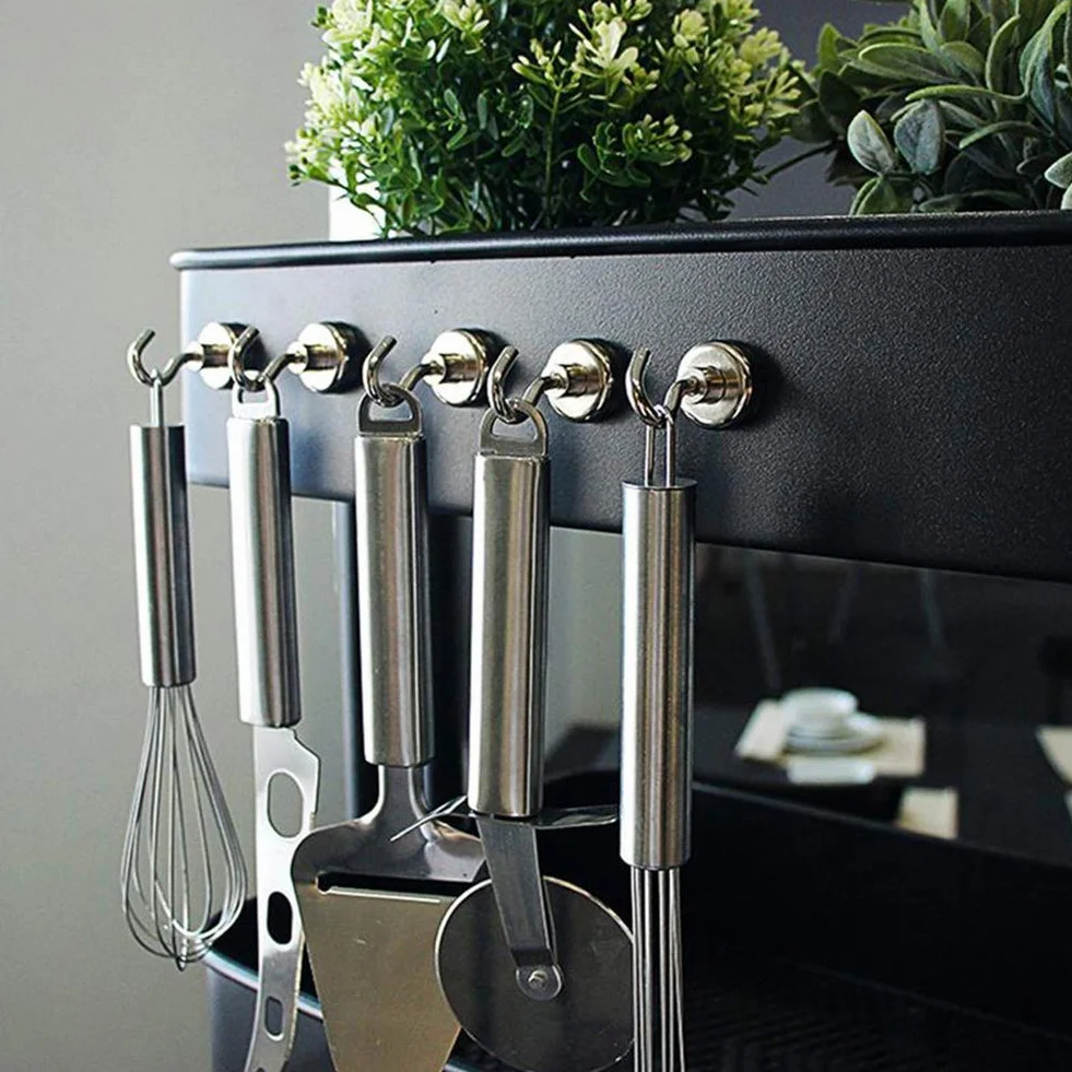 Gancio Magnetico 16MM 9KG Potente Magnete al Neodimio Supporto per Cucina Casa 12 Pezzi