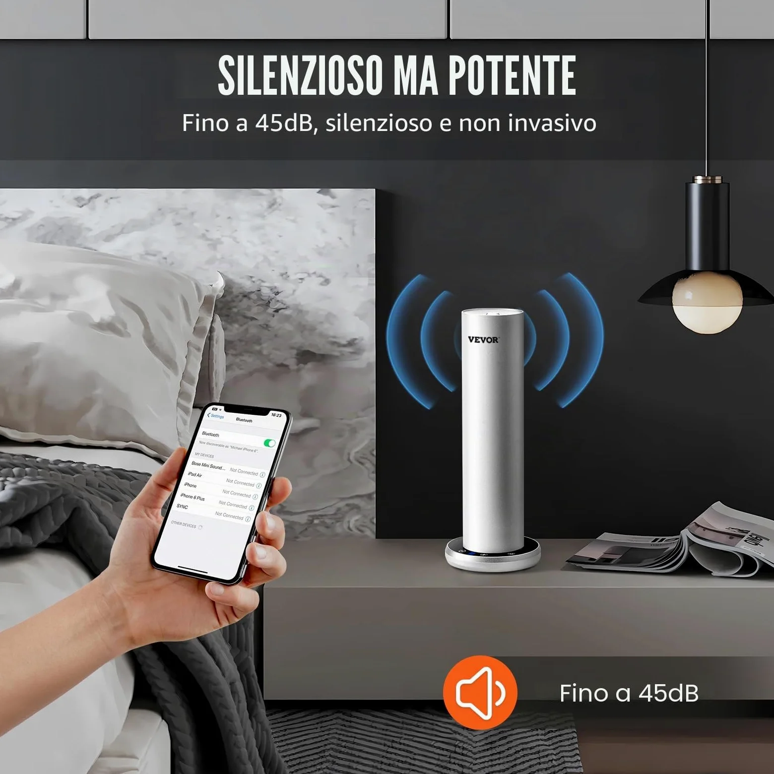 VEVOR Macchina per Profumo d'Aria, diffusore d'Aria Fredda Bluetooth 120 ml, diffusore d'Aria Profumo di Oli Essenziali, Macchina per aromaterapia da Pavimento per Spa, Yoga, casa, Ufficio, Hotel
