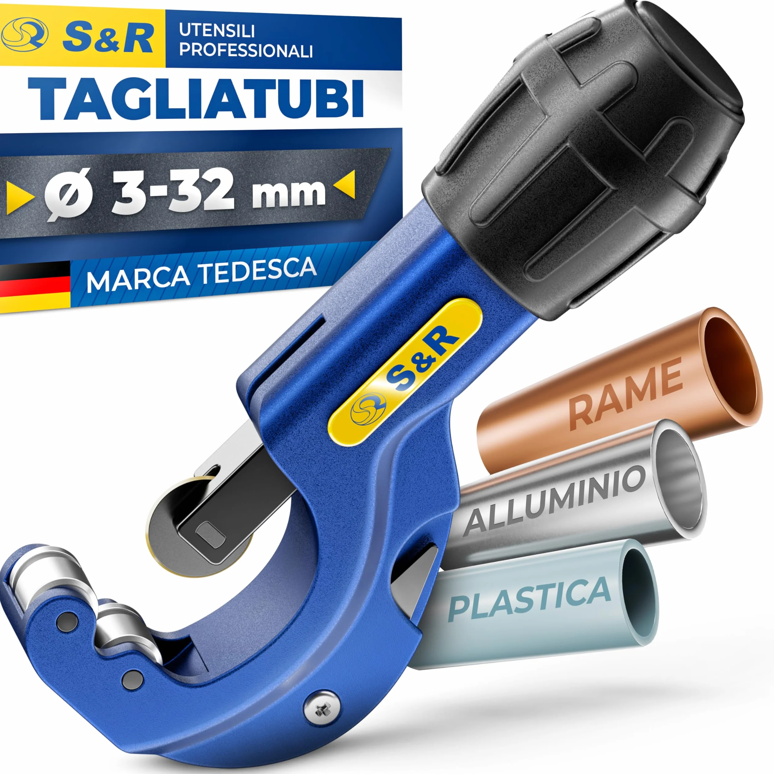 S&R Tagliatubi Fresa per Tubi Rame Alluminio Plastica Multistrato 3-32 mm Pipe Cutter