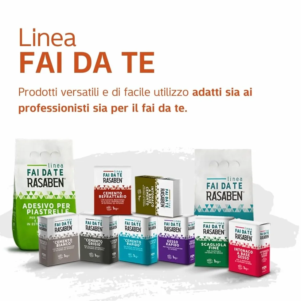 RASABEN Adesivo per Piastrelle Bianco 4kg