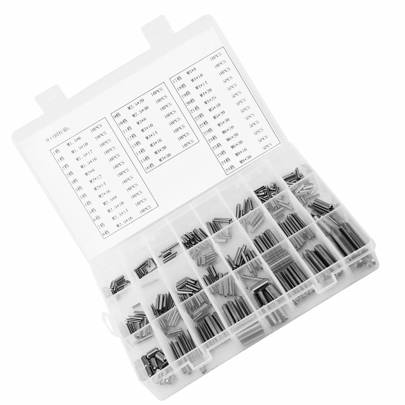 Perno di Collegamento Barre a Molla, Spina Elastica in Acciaio Inox, Set 280 Pezzi M1.5-M8