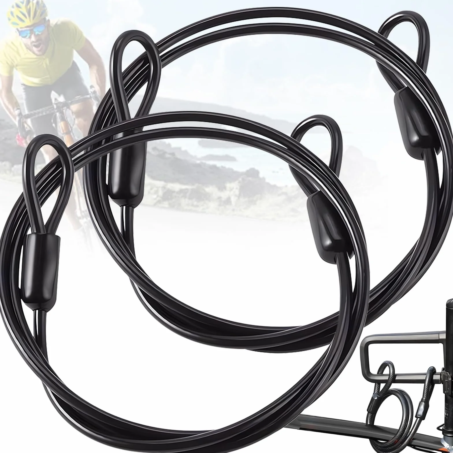 Cavo di Sicurezza in Acciaio 3mm, Lucchetto Casco Moto, Cavo Antifurto Bici (1m) 2 Pezzi
