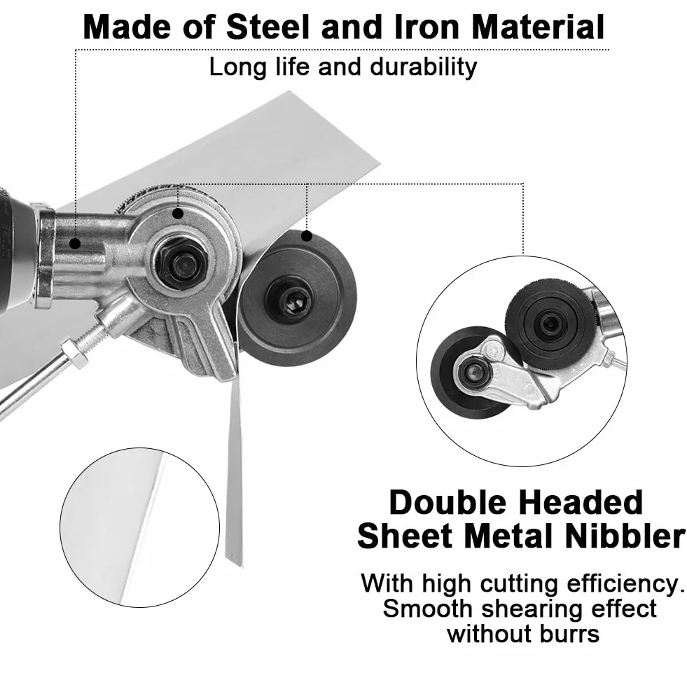 Taglierina Elettrica per Lamiera, Metal Cutter Nibbler Kit, Accessorio per Trapano