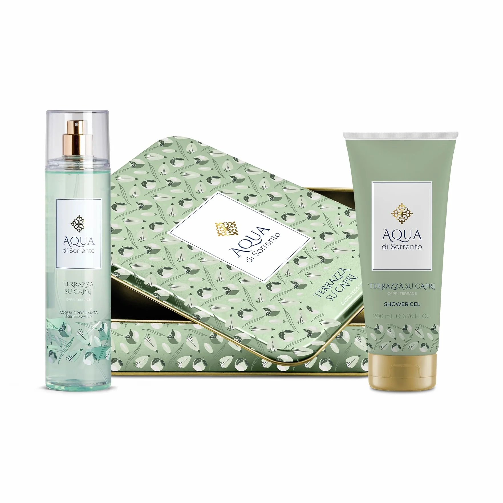 AQUA DI SORRENTO | Terrazza su Capri, Confezione Regalo, Acqua Profumata 245 ml + Gel Doccia 200 ml, Fragranza Esclusiva