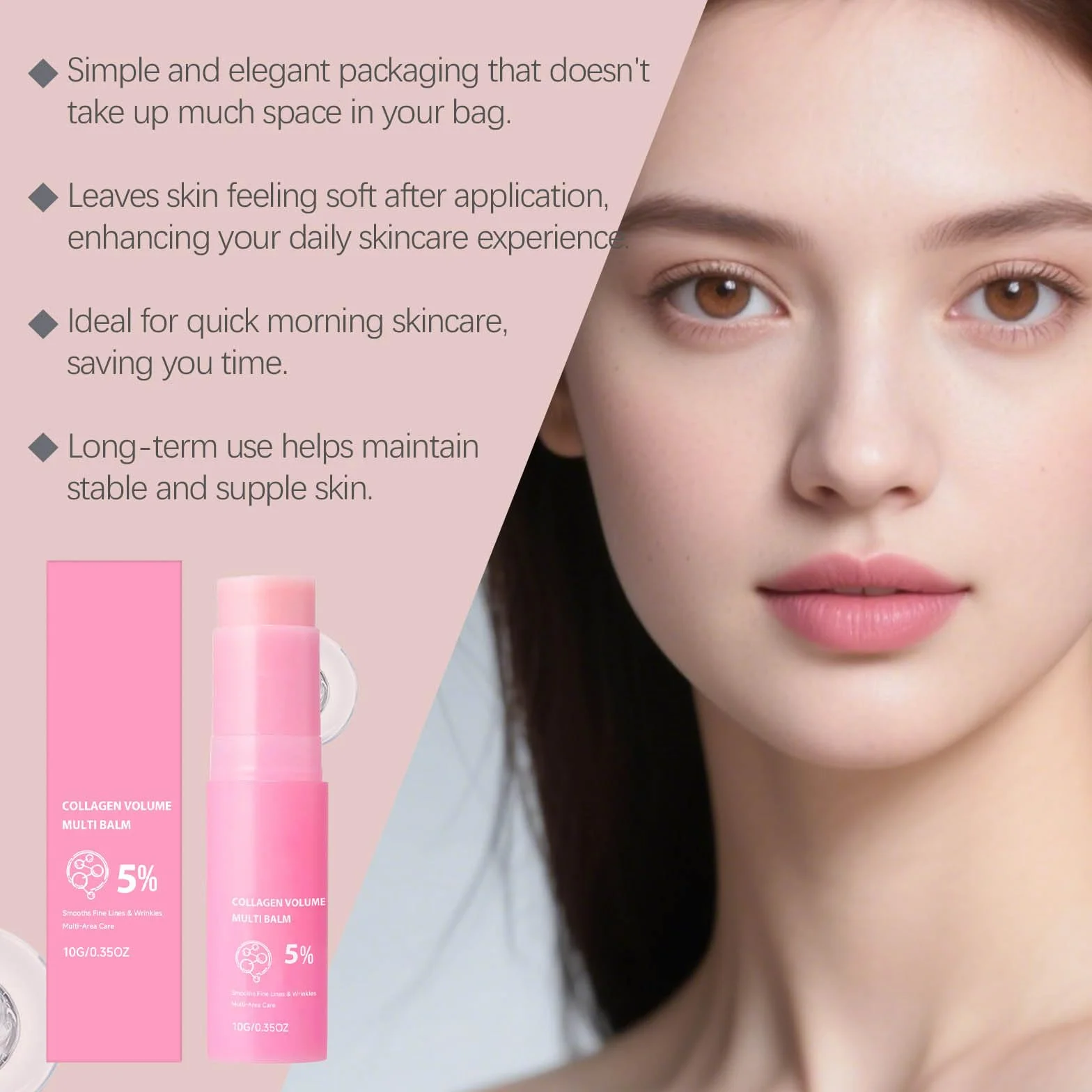 PDRNs Pink Collagen Volume Multi Balm, matita anti-rughe e idratante, attenua le linee sottili, rassoda la pelle, cura anti-età, per occhi, collo e fronte