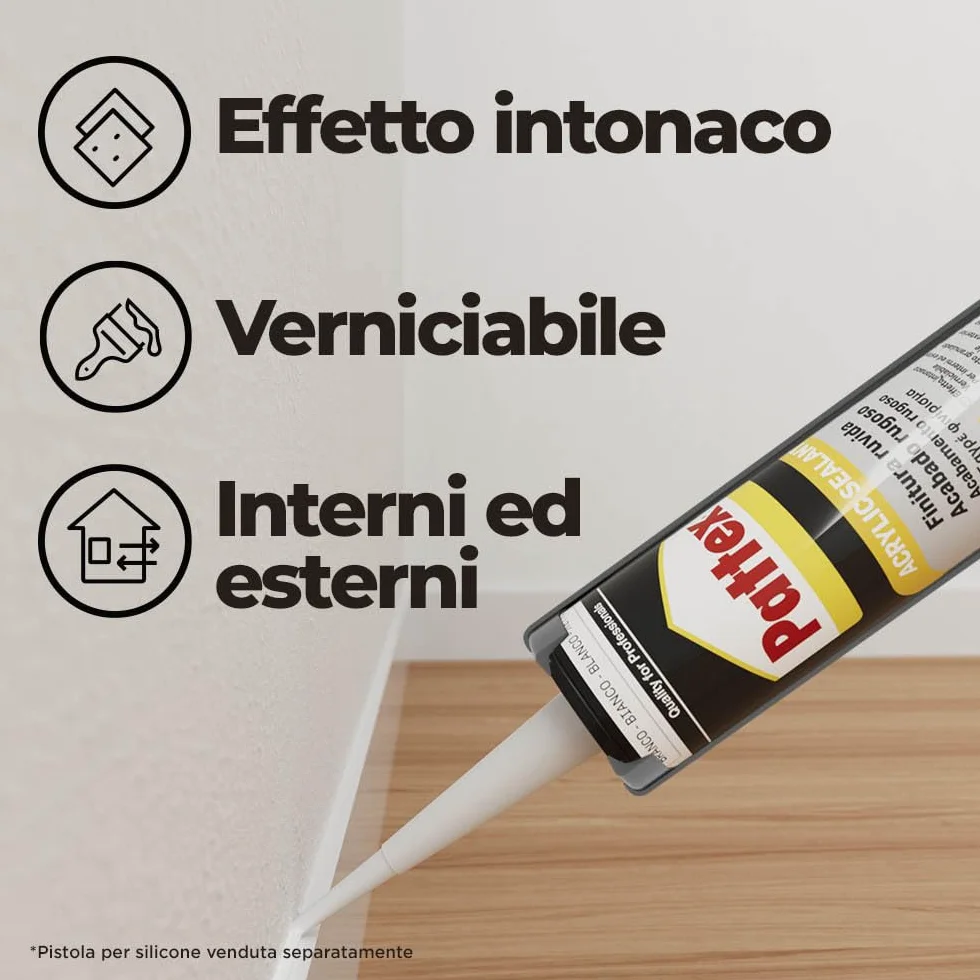 Pattex Sigillante Acrilico Muro AC 405 Bianco 300ml - Effetto Intonaco Finitura Ruvida per Facciate Giunti Fessure