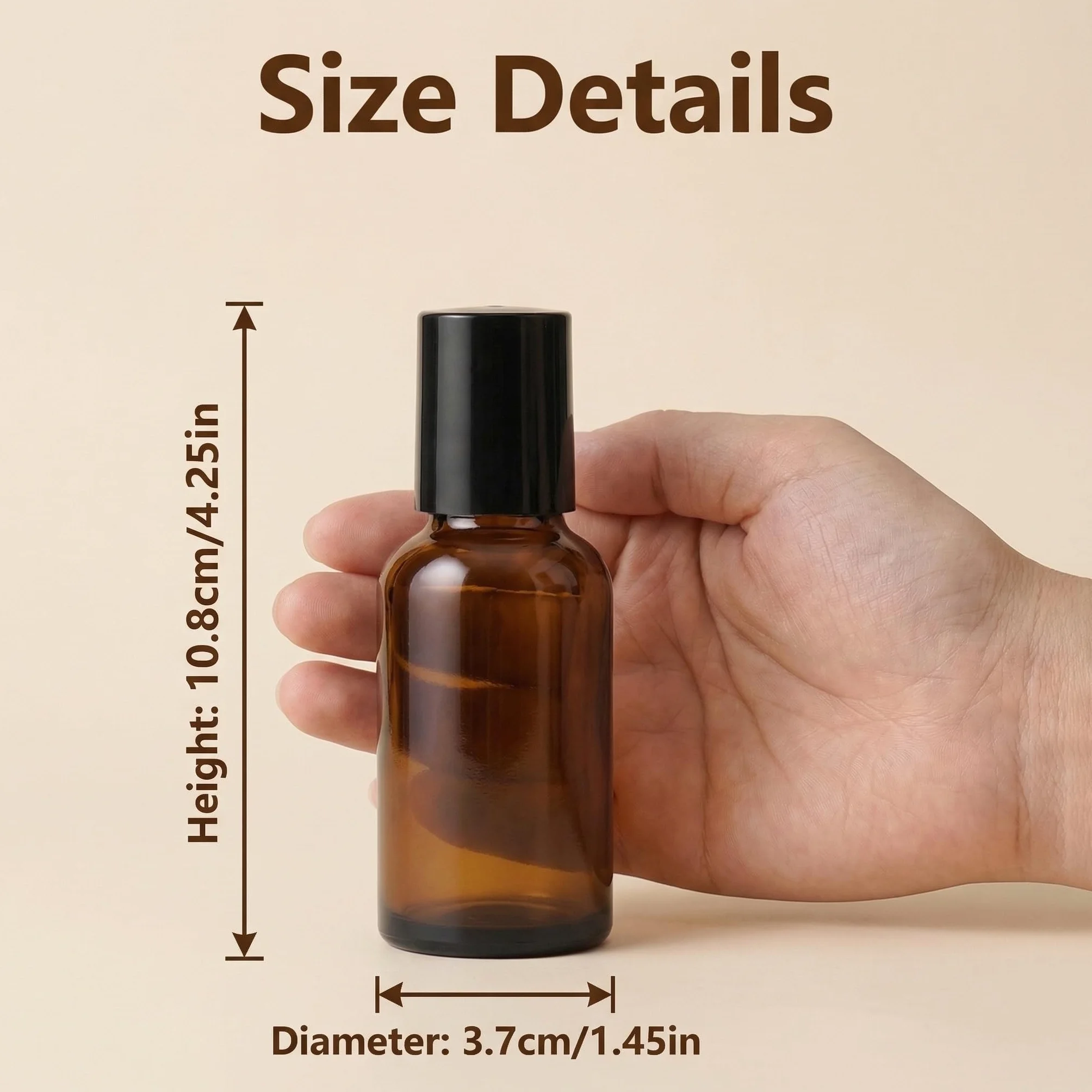 3 flaconcini vuoti di alta qualità da 50 ml in vetro, ricaricabili, con roll-on, per oli essenziali, profumi, essenze, con sfera in acciaio inox e coperchio nero