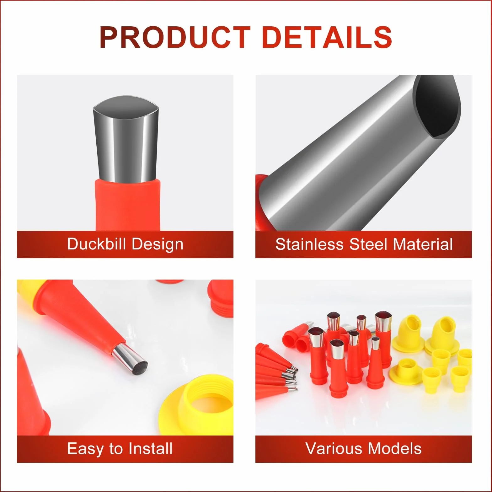 Kit Beccuccio Silicone, Beccucci Acciaio Inossidabile per Cartuccia, Pistole Silicone Attrezzi Calafataggio Ugello (16 Ugelli, 8 Basi, 4 Raschiatori)