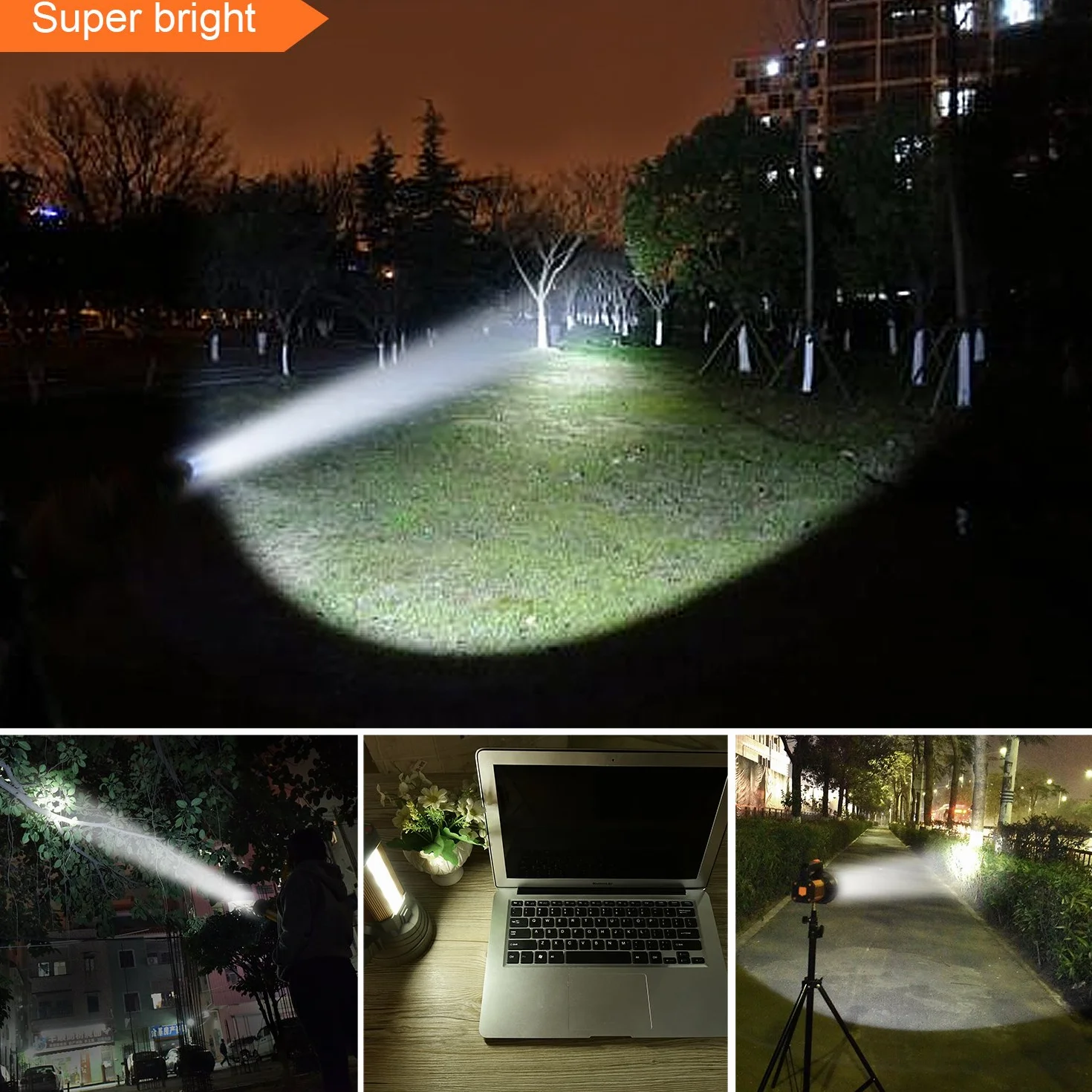 Torcia LED Professionale Ricaricabile 7000 Lumen 10000 mAh Lunga Durata