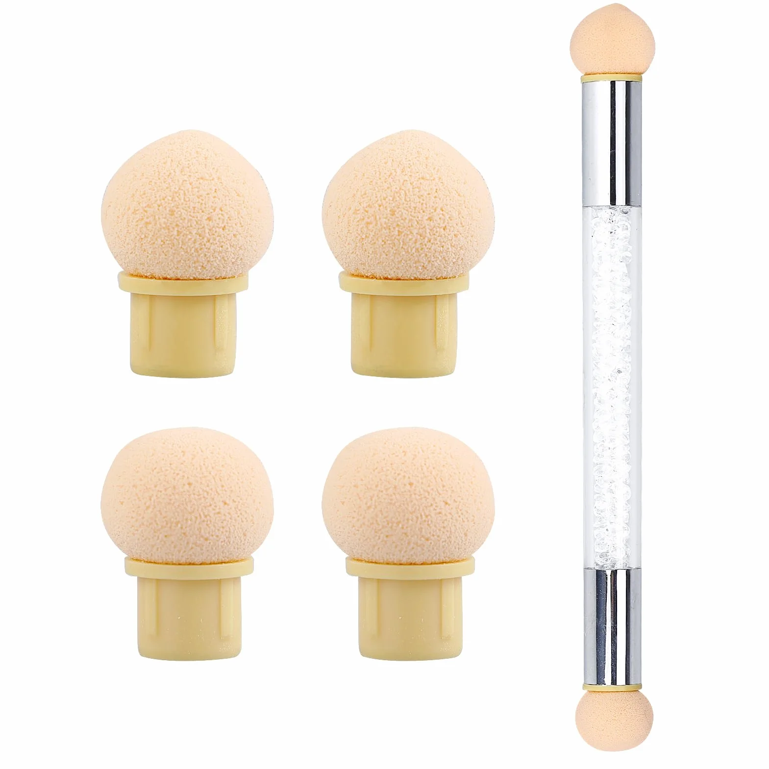 Ombre - Pennello per unghie, in spugna, per nail art, con 4 testine di ricambio, accessori per nail art a doppia testa, per effetto ombré, strumento per nail art fai da te e nail design sfumato