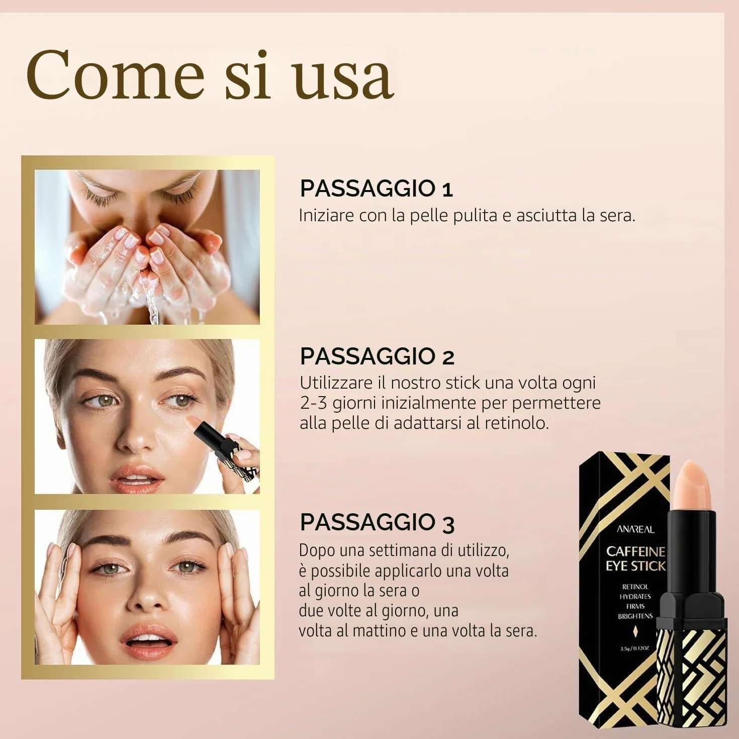 Balsamo per occhi al retinolo contro rughe, occhiaie scure e borse da lacrima, balsamo per occhi alla caffeina, per uomini e donne, balsamo coreano (1)