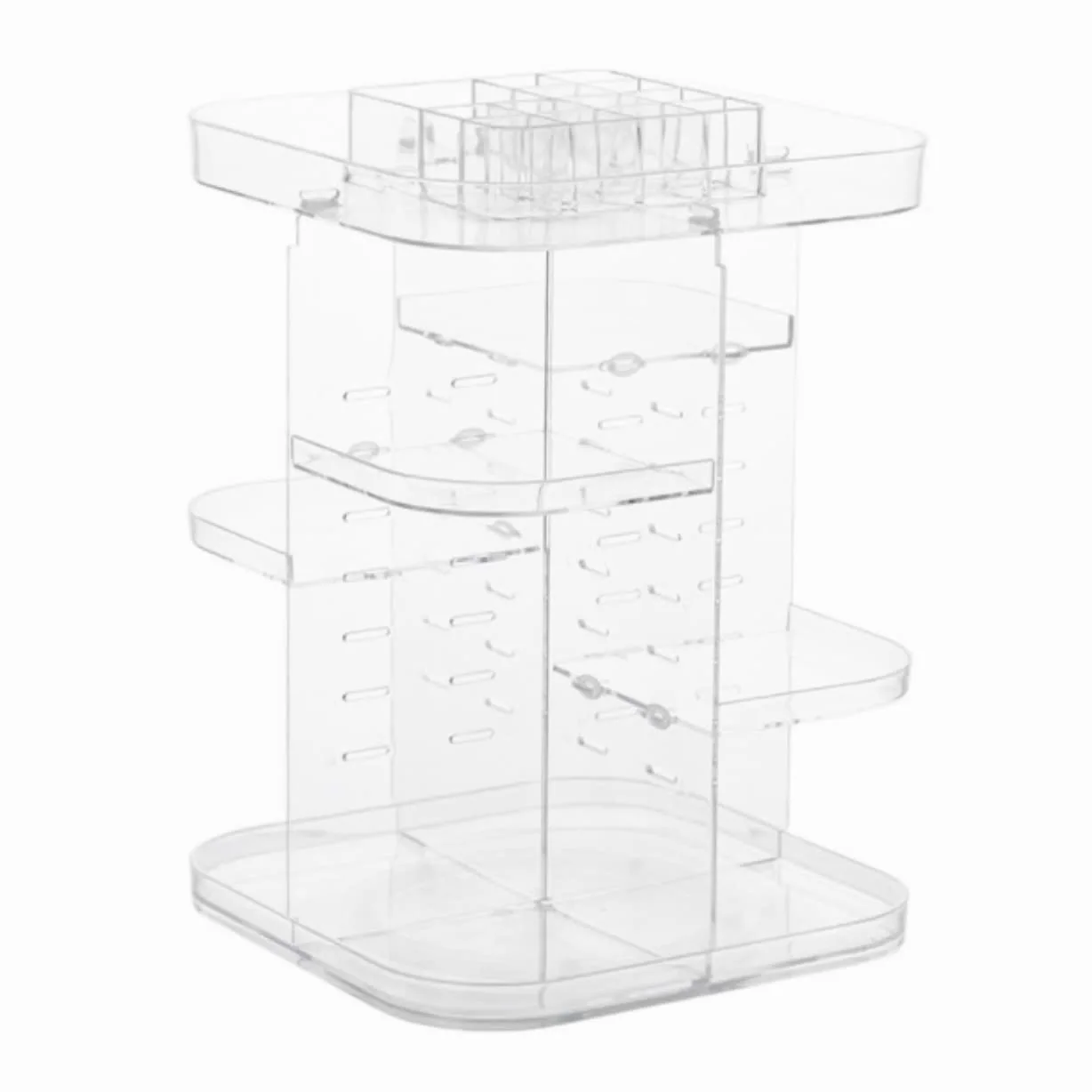 Porta Trucchi,Toeletta Scatola Rotante per Cosmetici Cassetto per Desktop Rossetto Prodotto per La Cura della Pelle Organizzatore per Trucchi Multifunzione(Transparent)